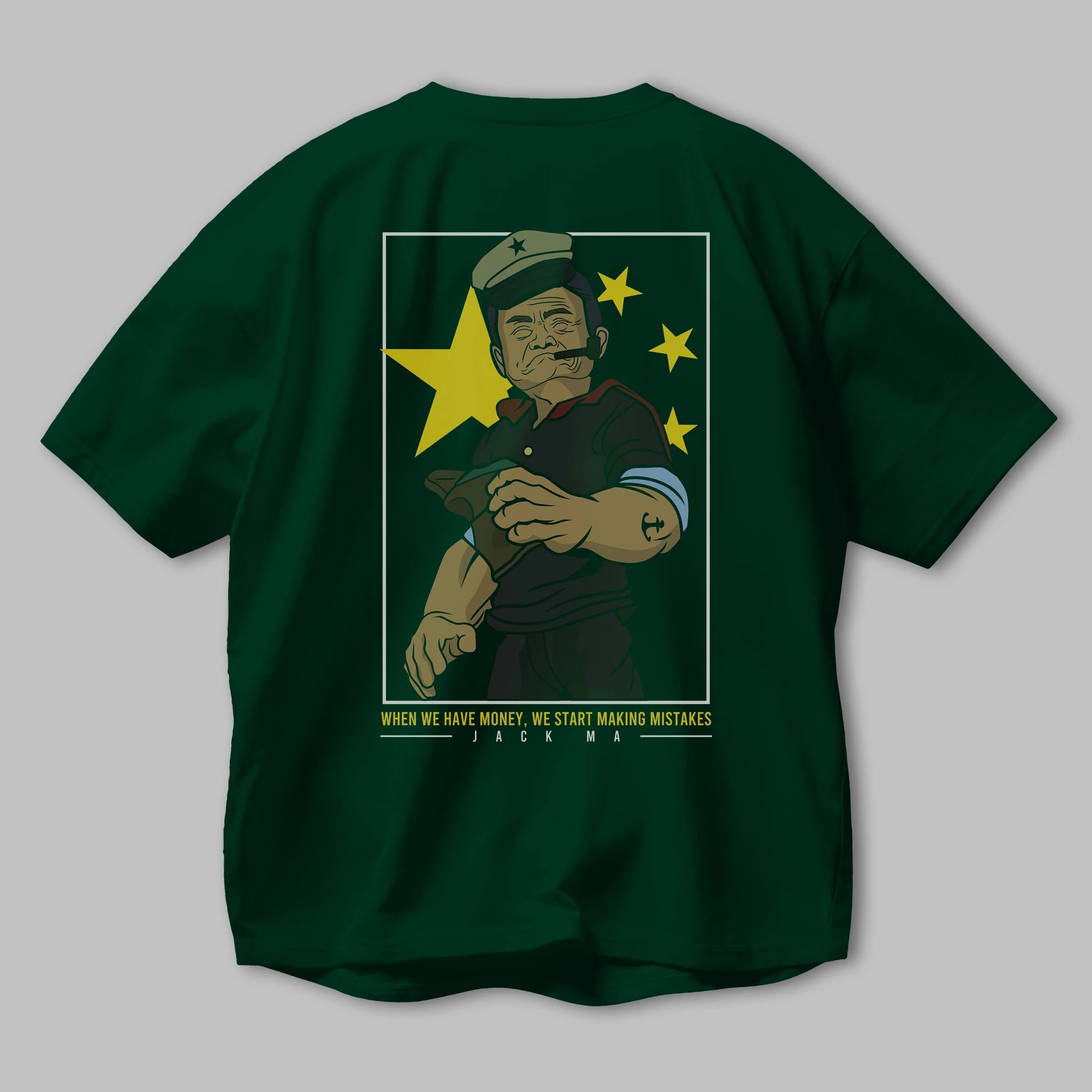 Popeye Jack Ma Arka Baskılı Oversize t-shirt Erkek Kadın Unisex %100 Pamuk tişort