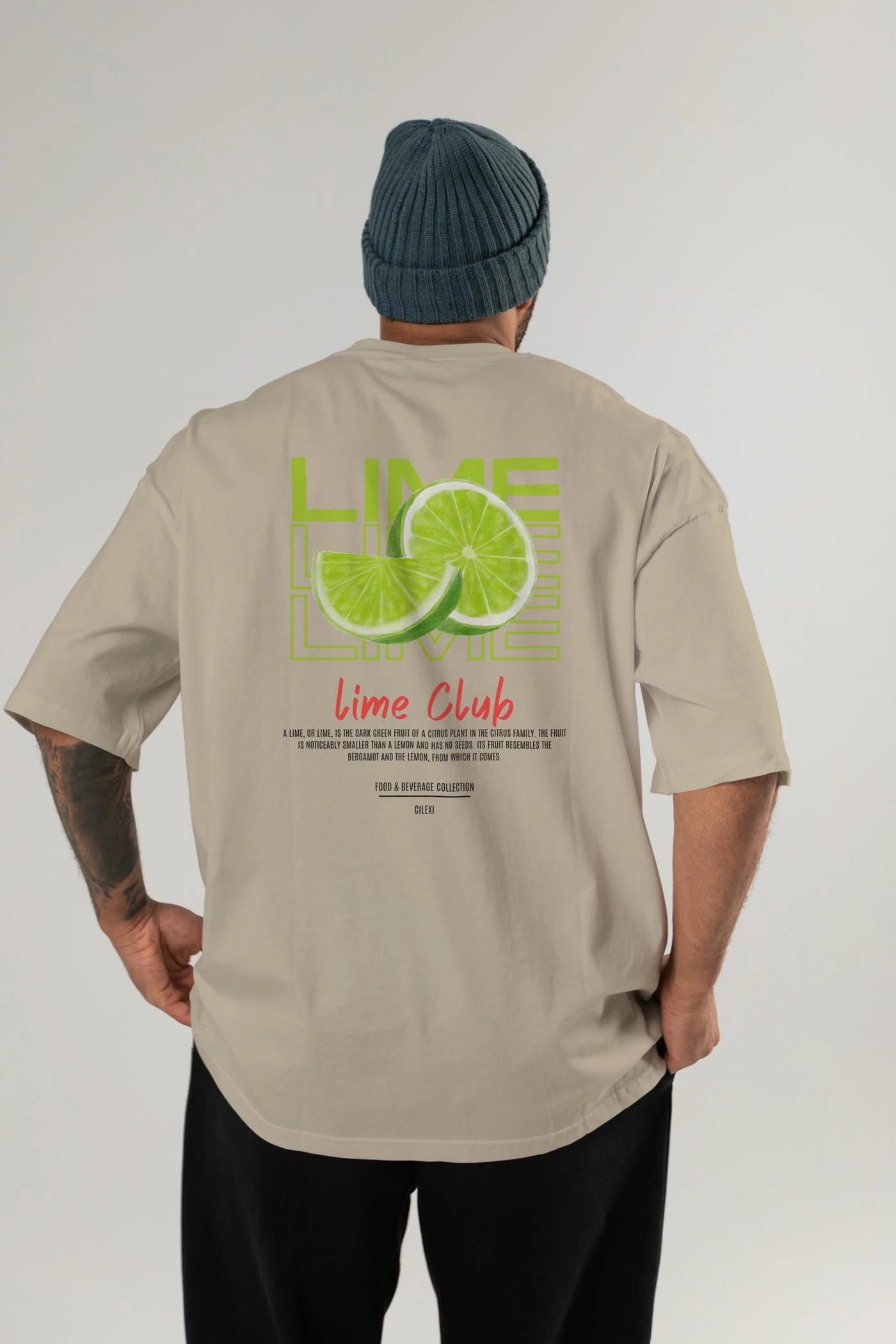 Lime Kokteyl Serisi Baskılı Oversize t-shirt Erkek Kadın Unisex %100 Pamuk Bisiklet Yaka tişort