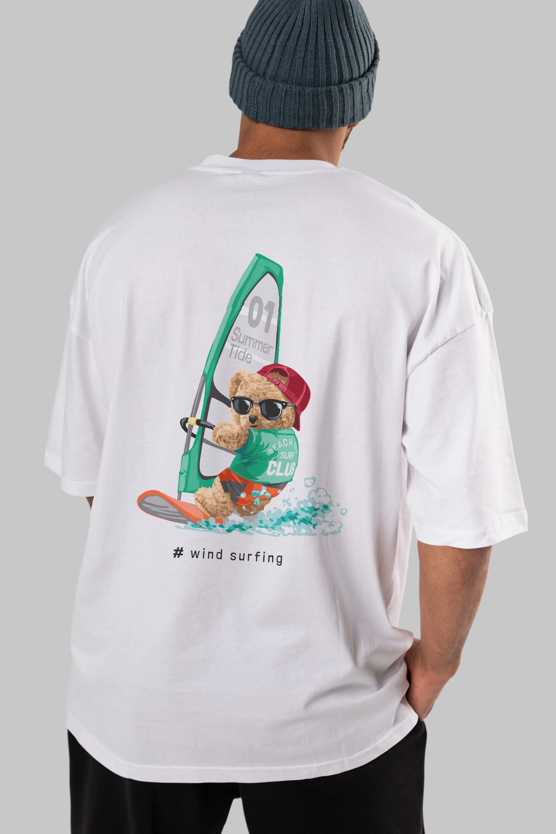 Teddy Bear Summer Tide Arka Baskılı Oversize t-shirt Erkek Kadın Unisex %100 Pamuk