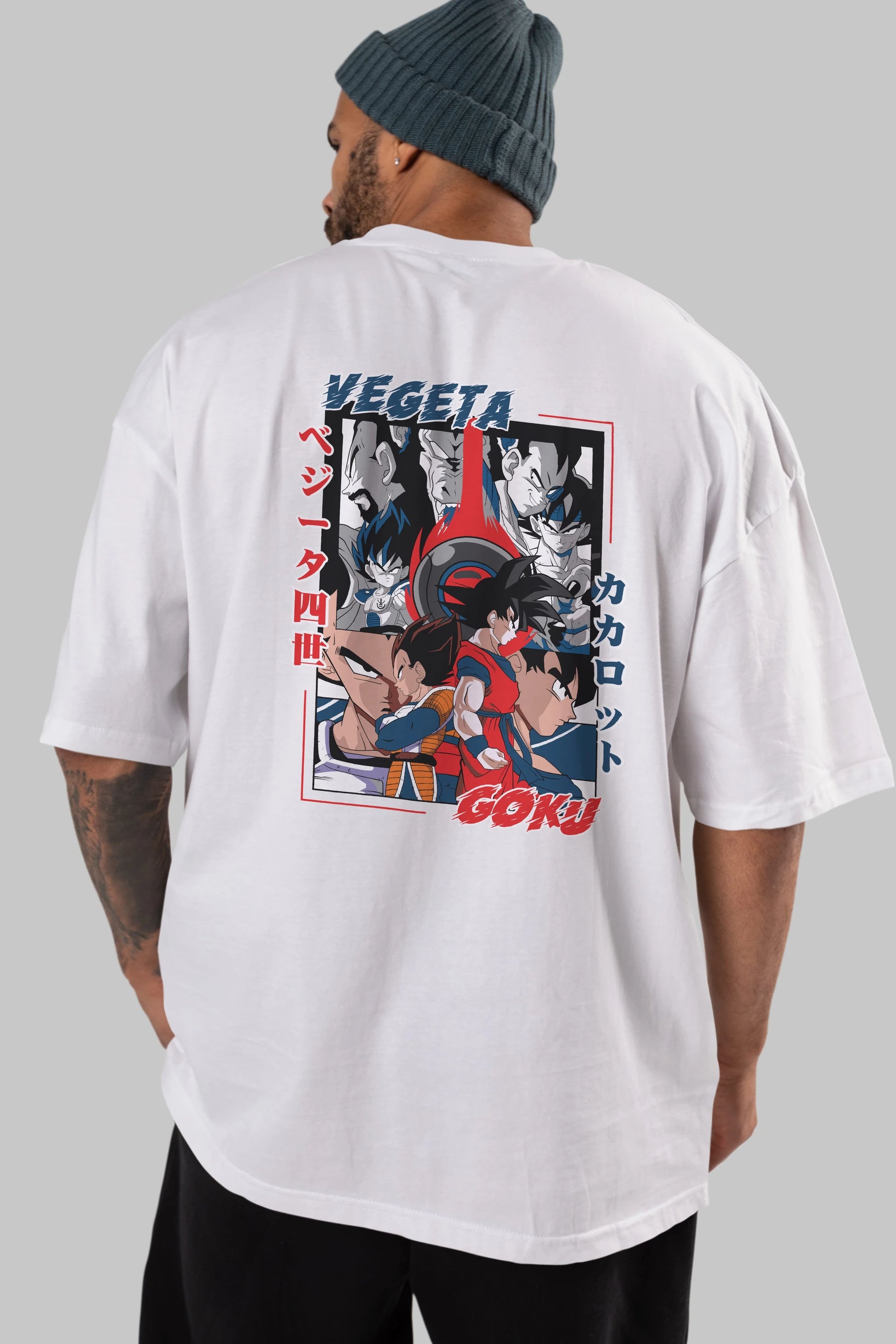 VEGETA VS GOKU Anime Arka Baskılı Oversize t-shirt Erkek Kadın Unisex
