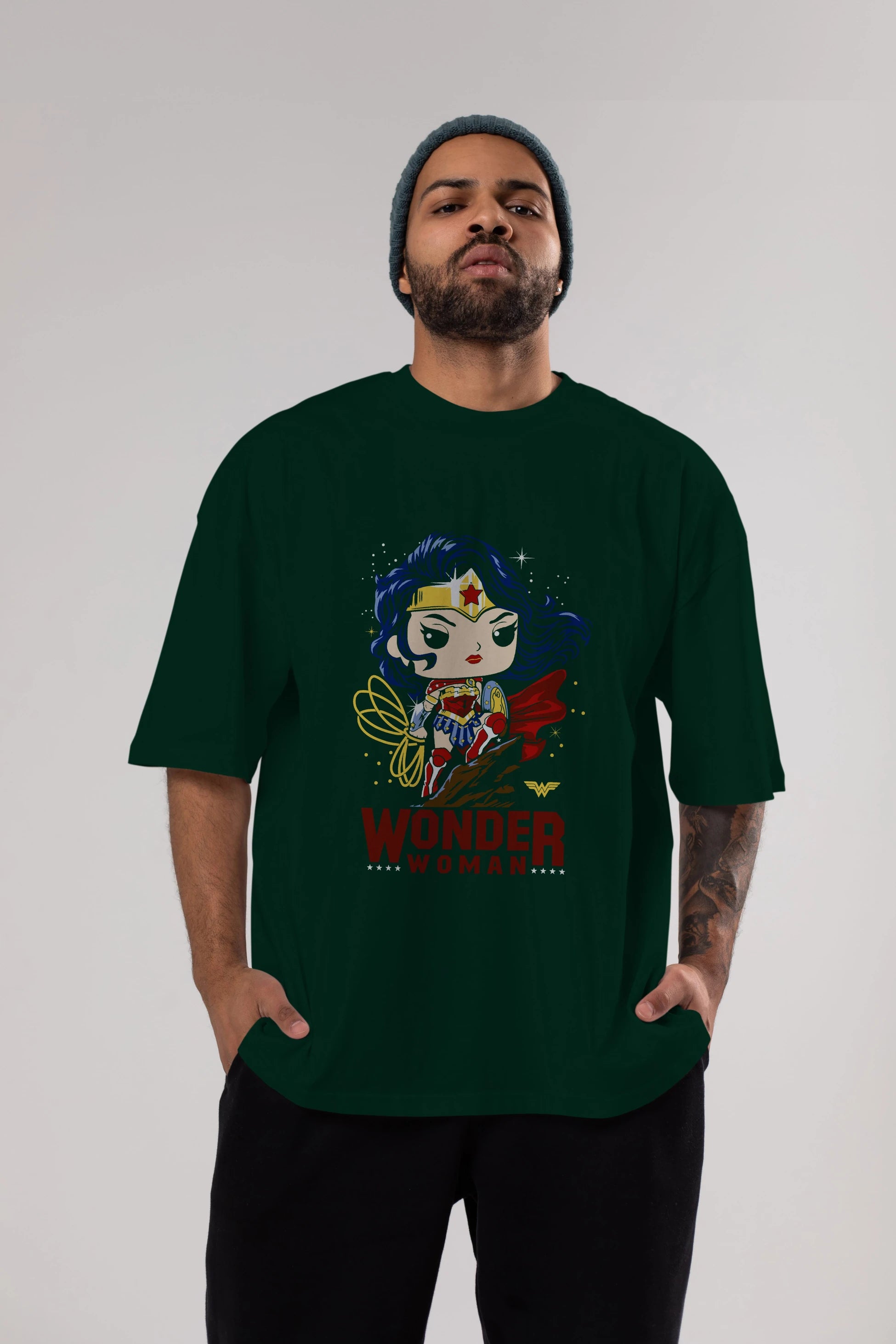 Wonder Woman (2) Ön Baskılı Oversize t-shirt Erkek Kadın Unisex %100 Pamuk Bisiklet Yaka tişort