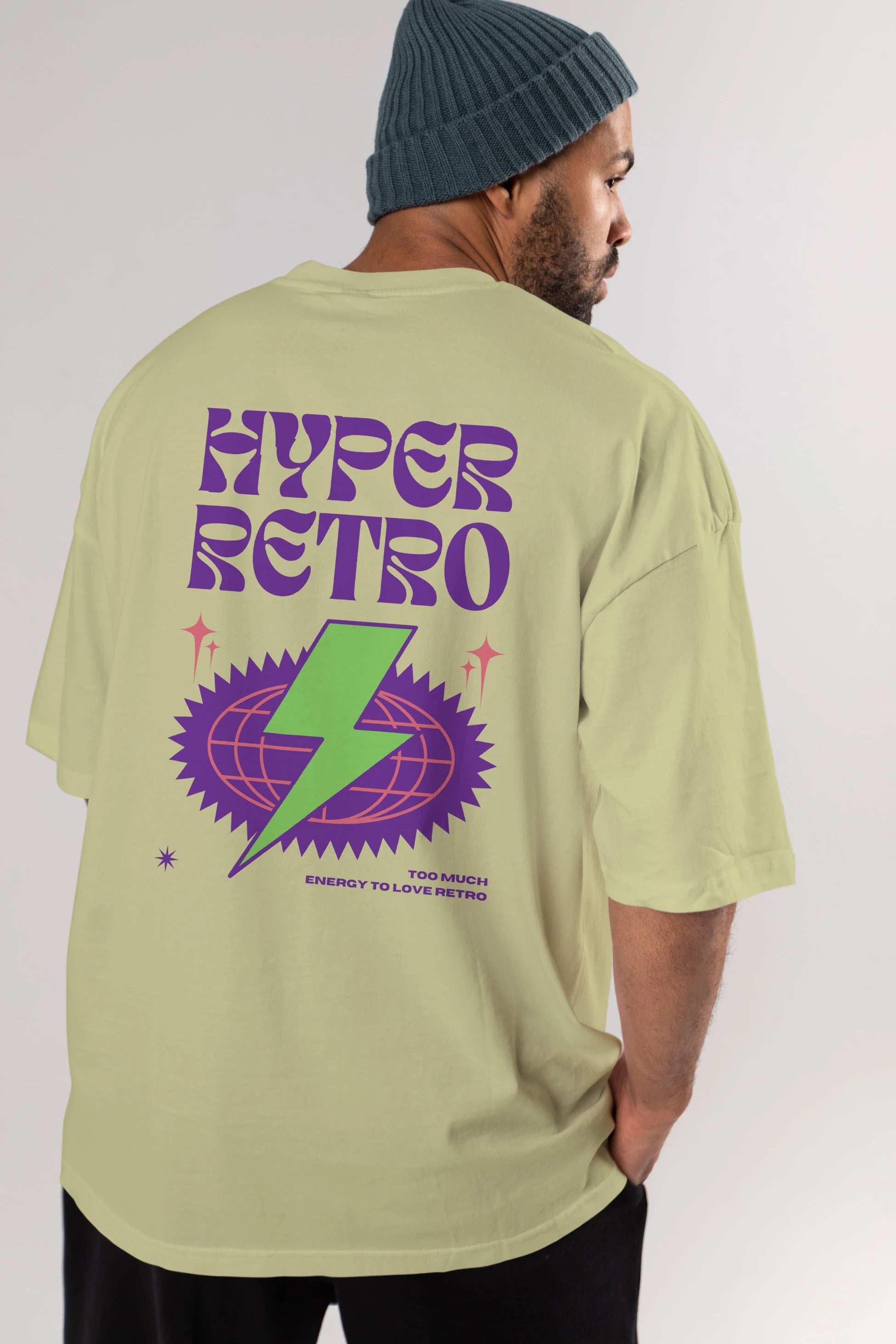 Hyper Retro Yazılı Arka Baskılı Oversize t-shirt Erkek Kadın Unisex