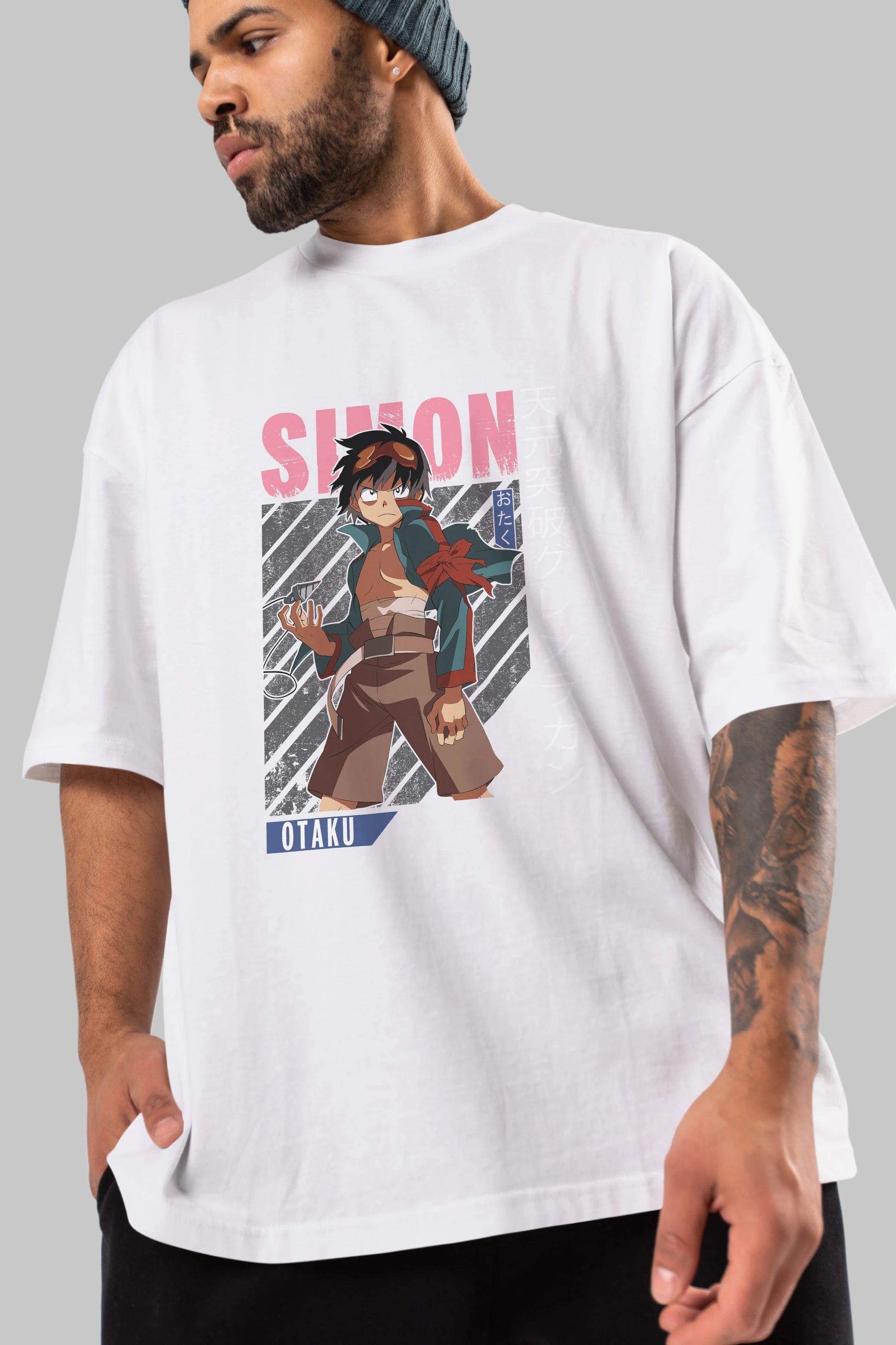 Simon 5 Anime Ön Baskılı Oversize t-shirt %100 pamuk Erkek Kadın Unisex