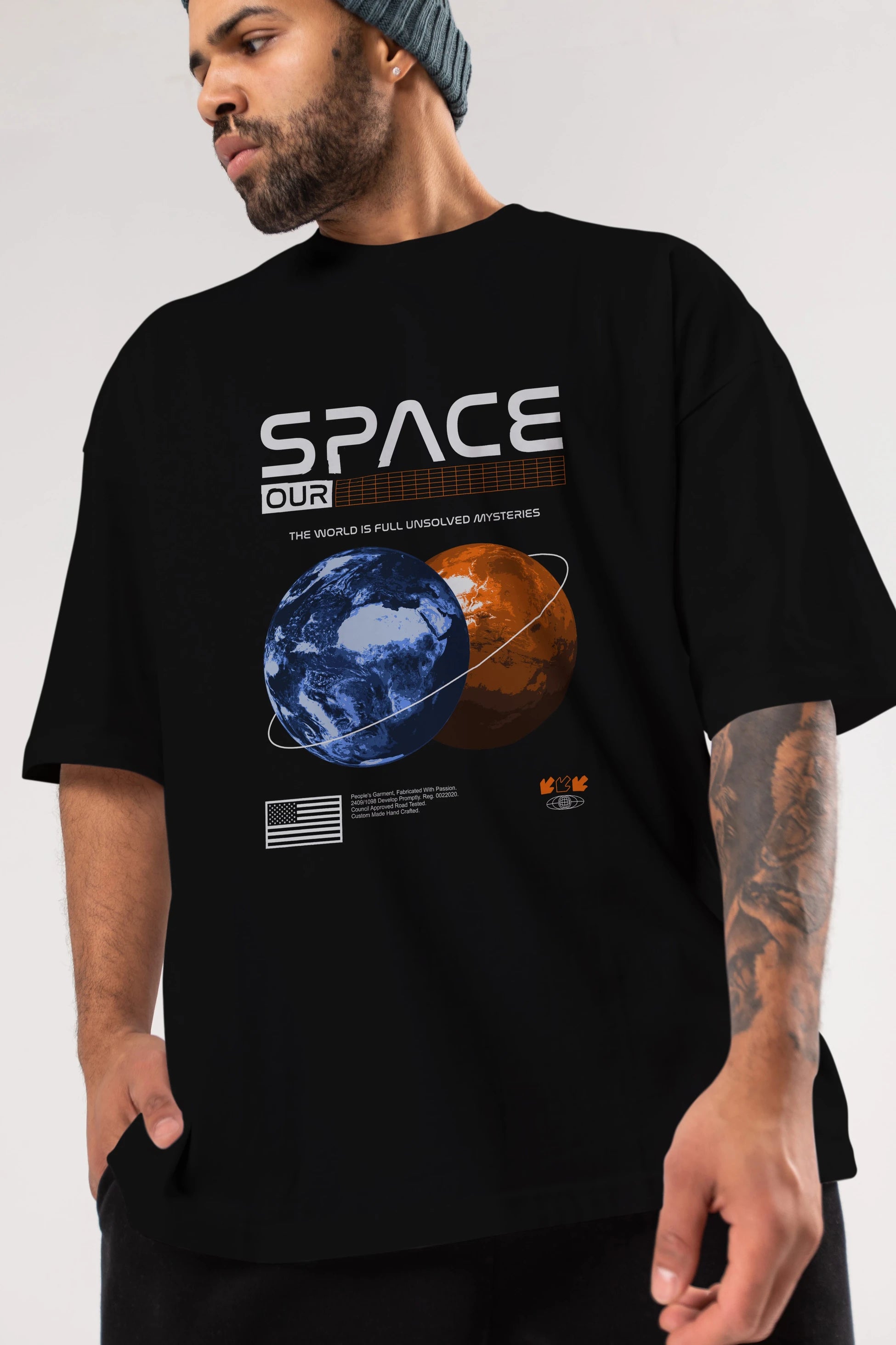 Space Our Ön Baskılı Oversize t-shirt Erkek Kadın Unisex