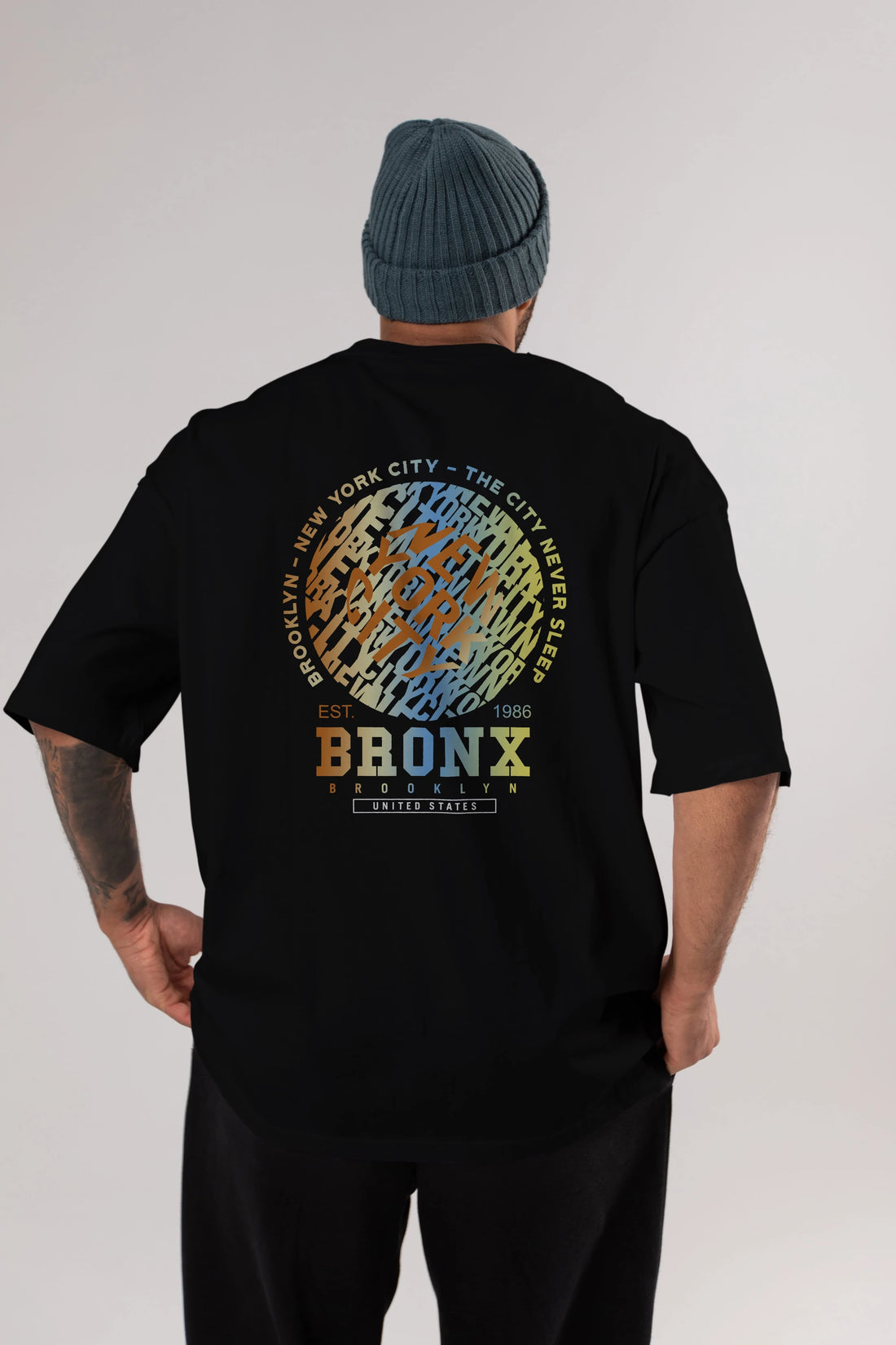 Brooklyn and New York City Arka Baskılı Oversize t-shirt Erkek Kadın Unisex