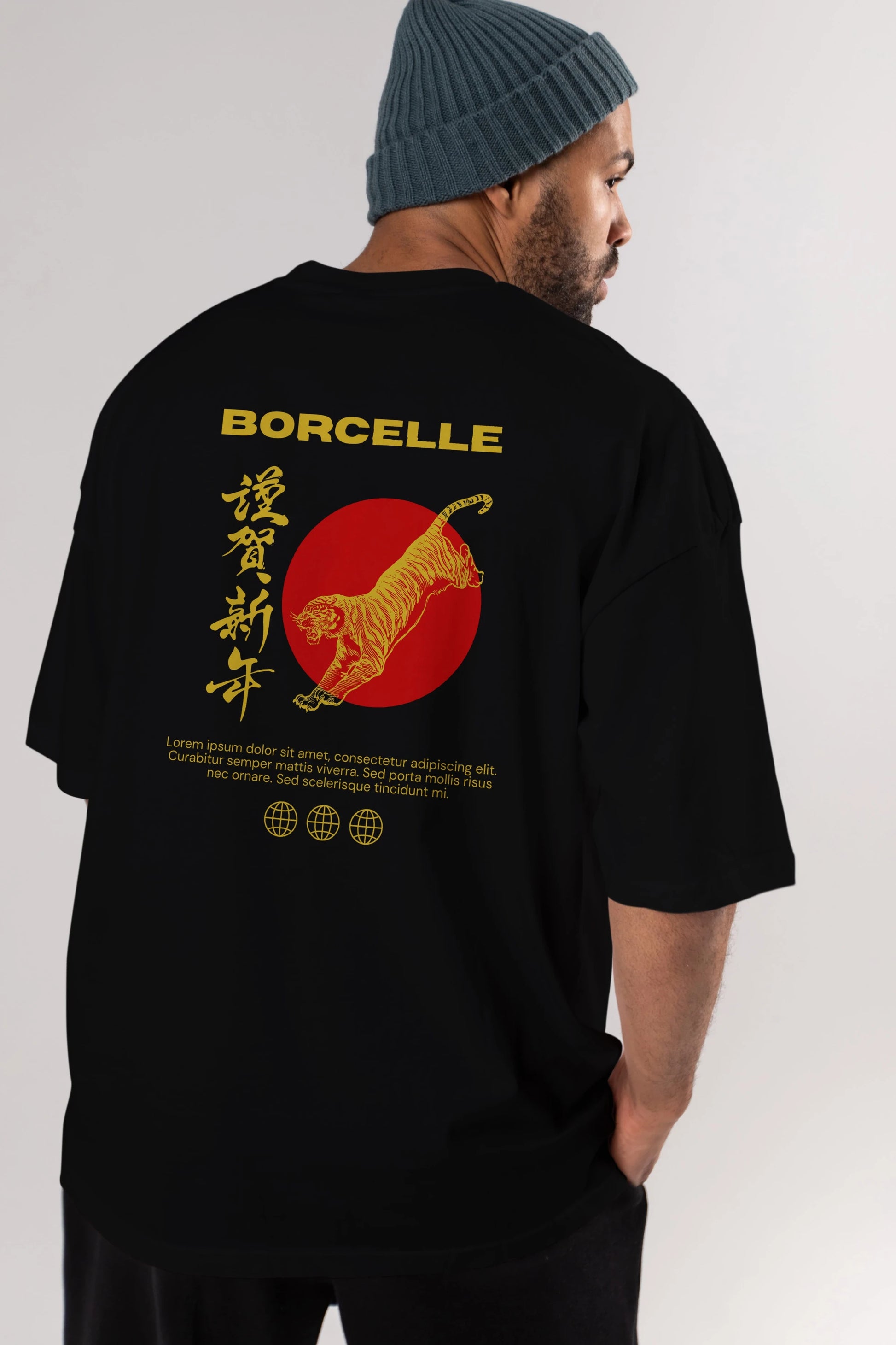 Borcelle Tiger Streetwear Arka Baskılı Oversize t-shirt Erkek Kadın Unisex