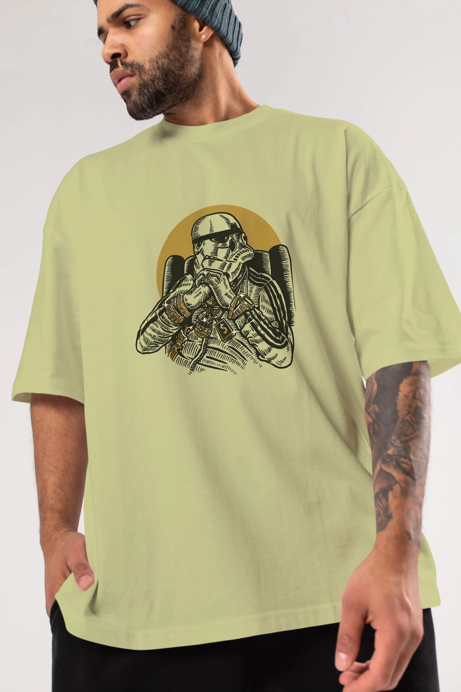 Trooper Dee Jay Ön Baskılı Oversize t-shirt Erkek Kadın Unisex %100 Pamuk tişort