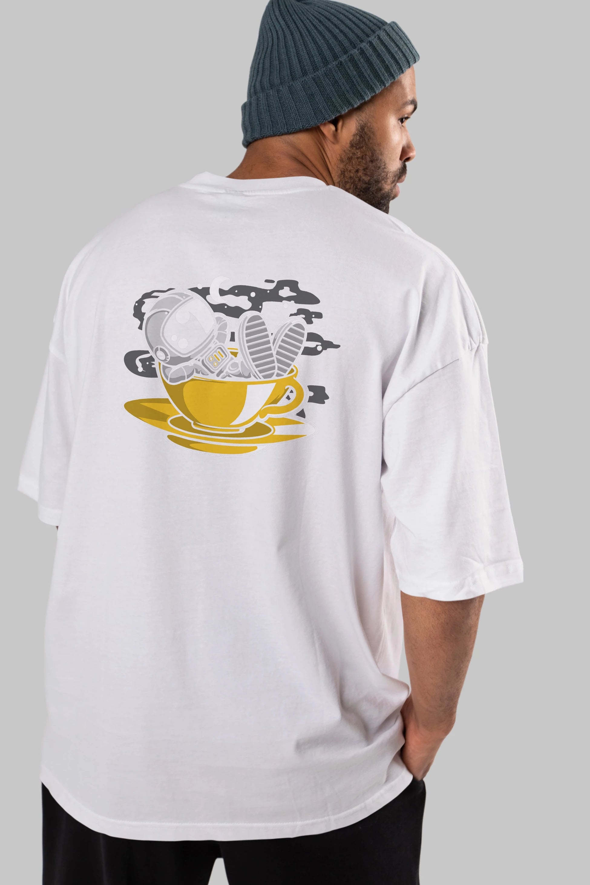 Astronaut Relax Arka Baskılı Oversize t-shirt Erkek Kadın Unisex