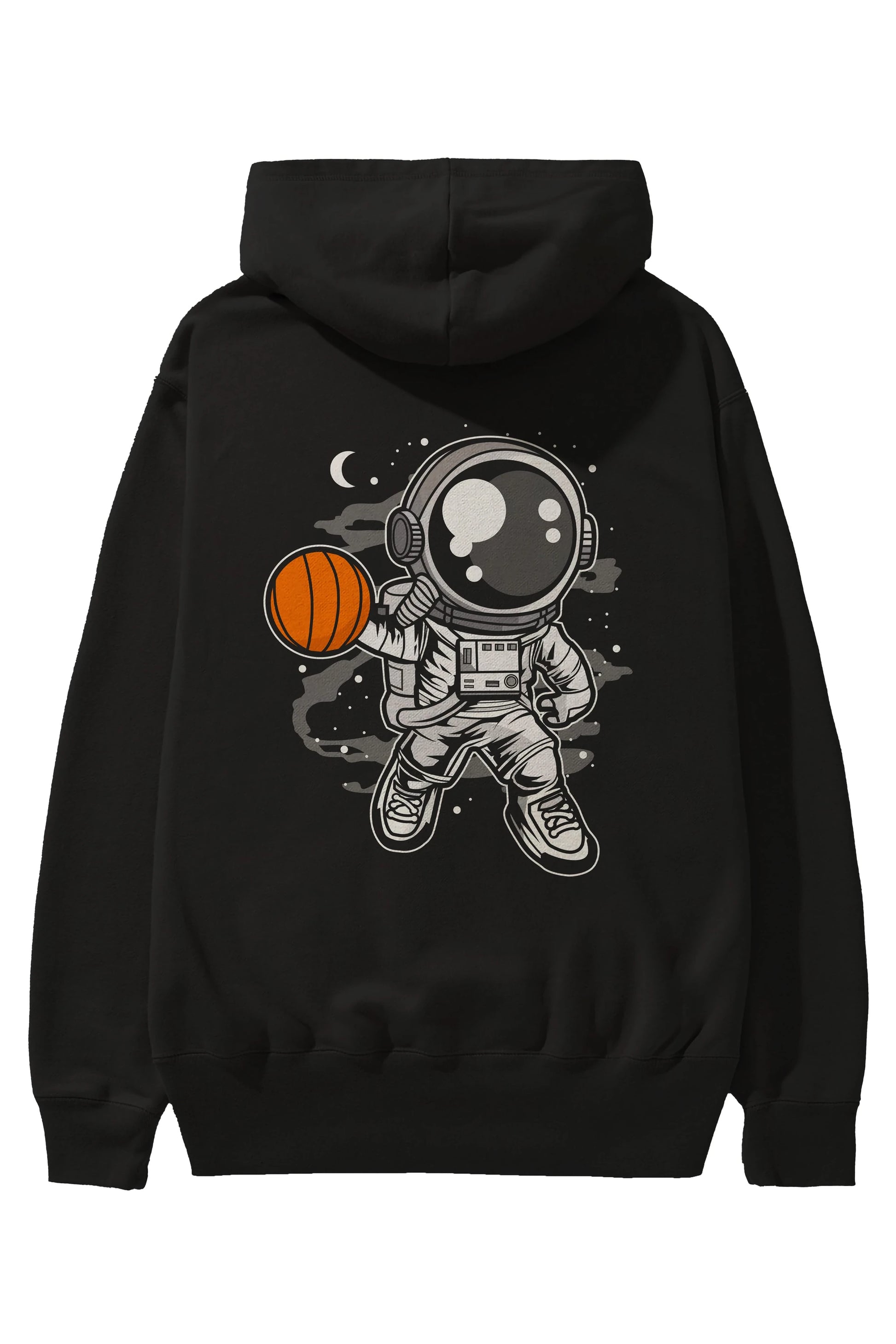 Astronaut Basketball Arka Baskılı Hoodie Oversize Kapüşonlu Sweatshirt Erkek Kadın Unisex