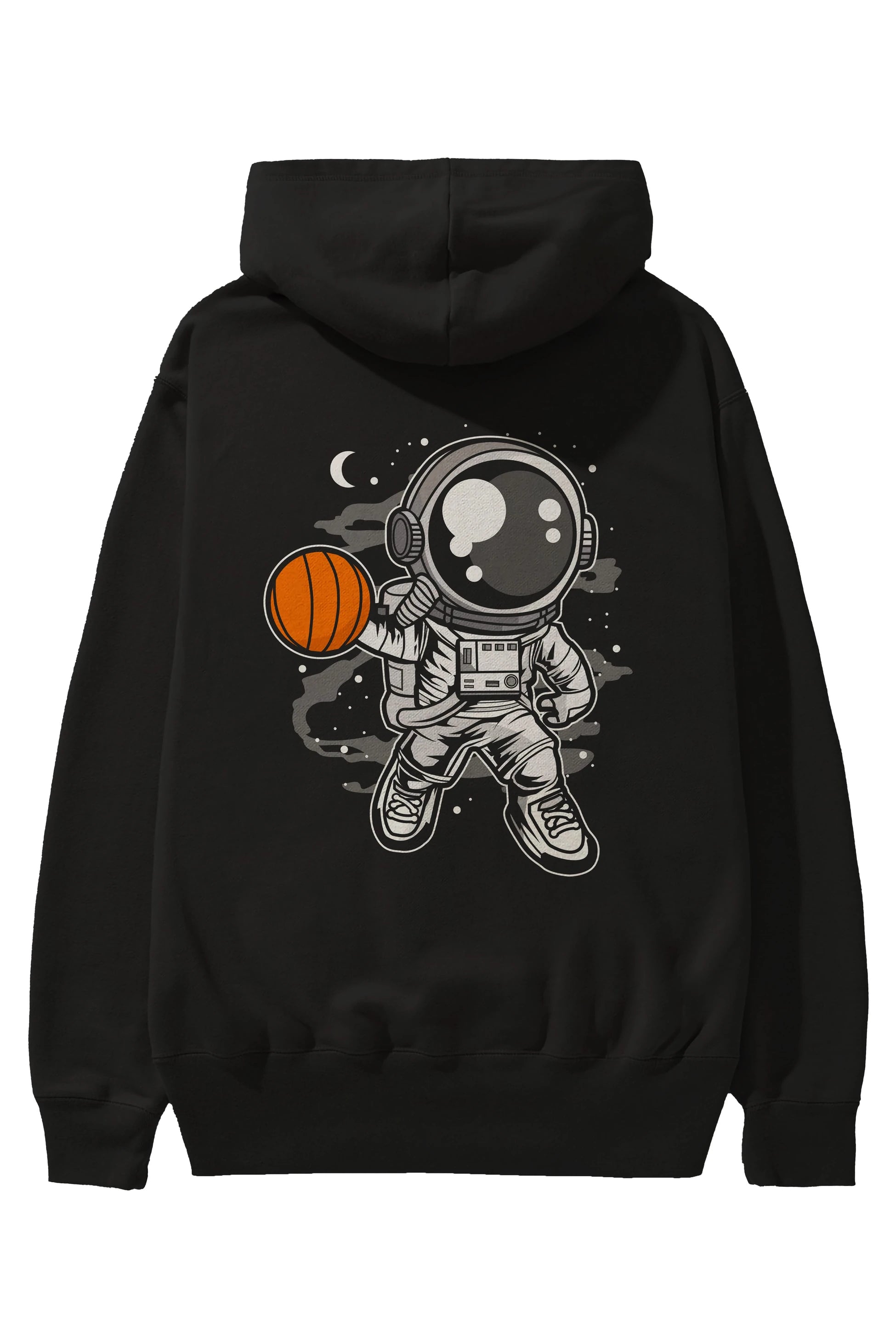 Astronaut Basketball Arka Baskılı Hoodie Oversize Kapüşonlu Sweatshirt Erkek Kadın Unisex