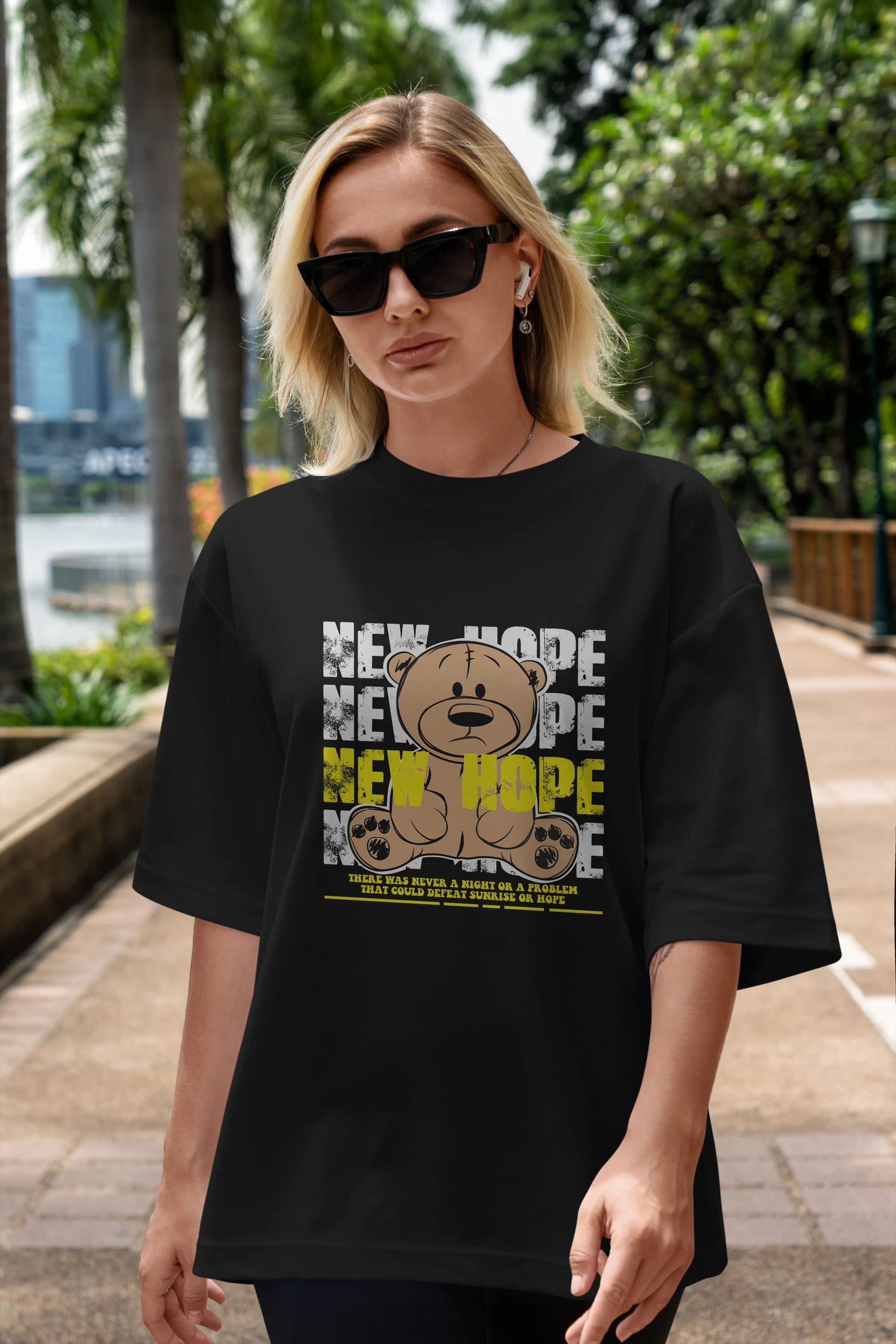 Teddy Bear New Hope Ön Baskılı Oversize t-shirt Erkek Kadın Unisex