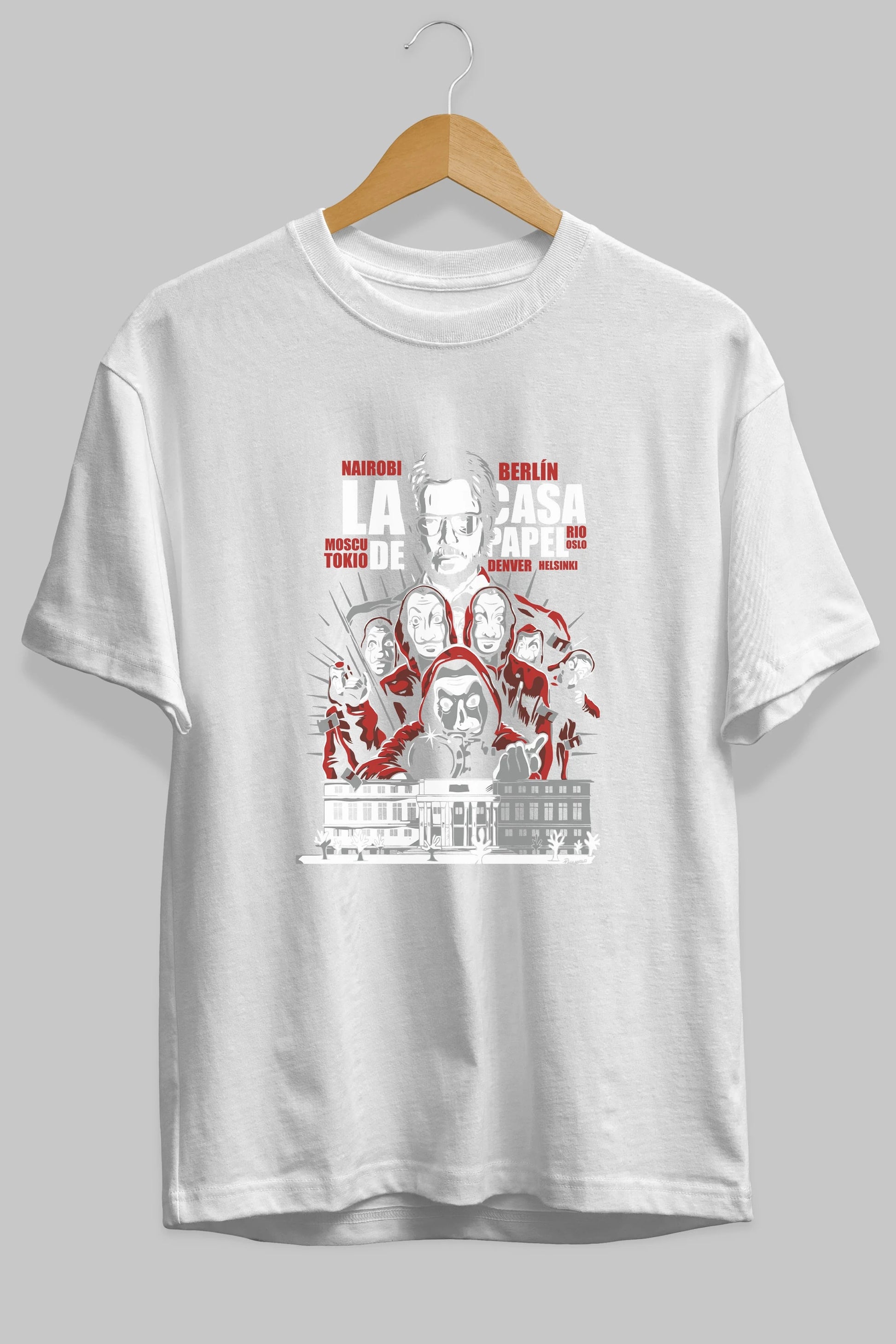 La Casa De Papel (2) Ön Baskılı Oversize t-shirt Erkek Kadın Unisex %100 Pamuk Bisiklet Yaka tişort