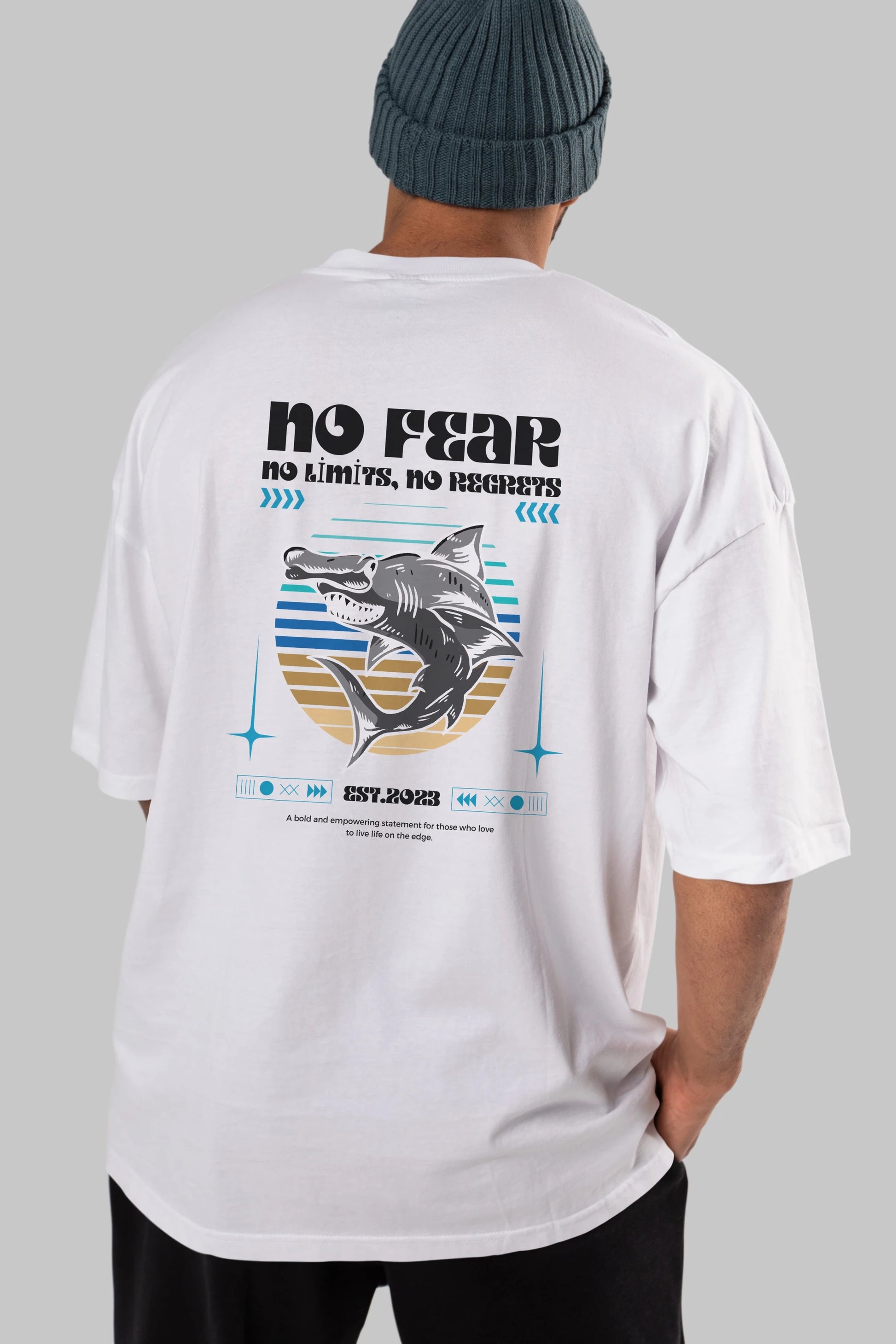 No Fear Yazılı Arka Baskılı Oversize t-shirt Erkek Kadın Unisex