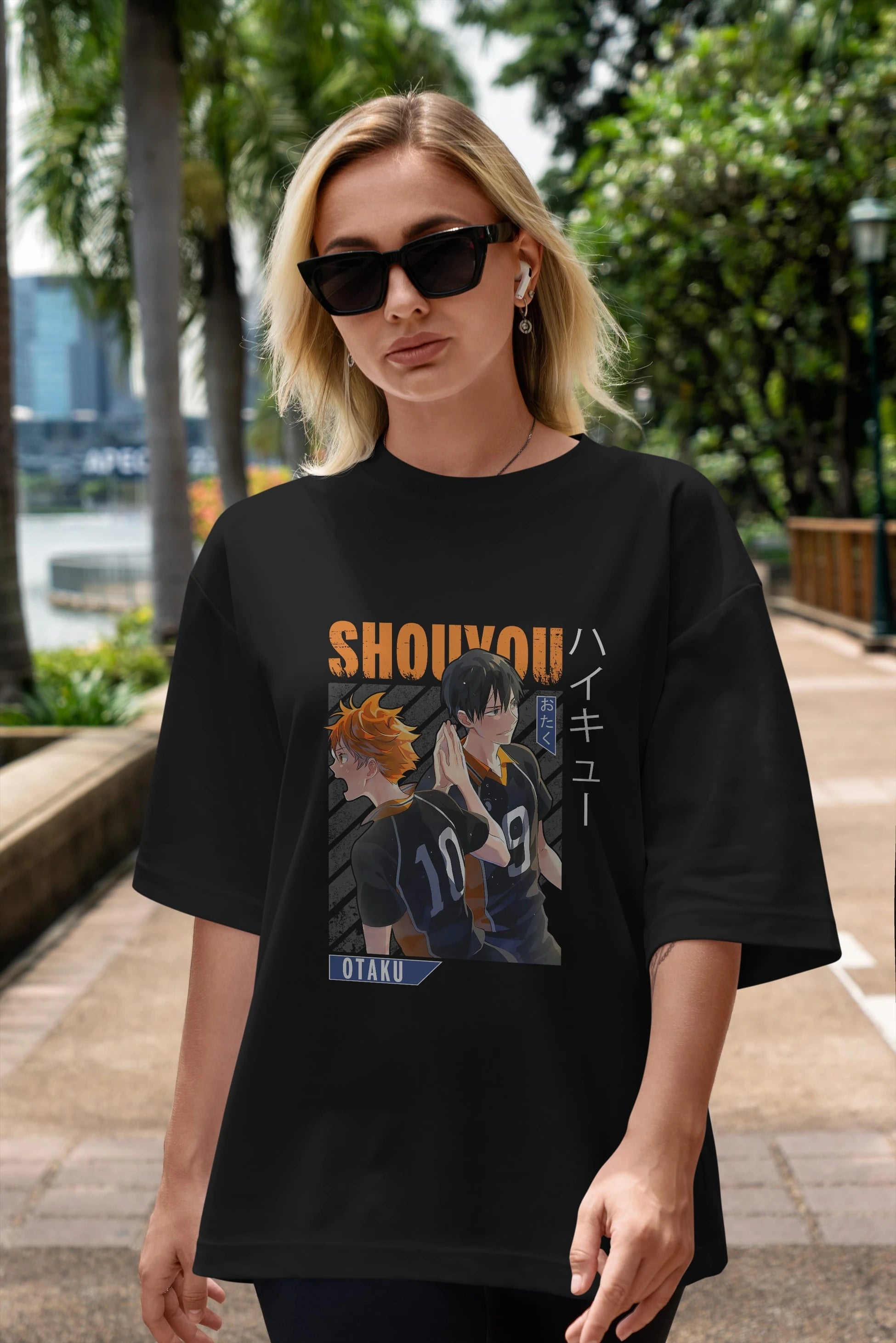 Shouyou Hinata 12 Anime Ön Baskılı Oversize t-shirt %100 pamuk Erkek Kadın Unisex