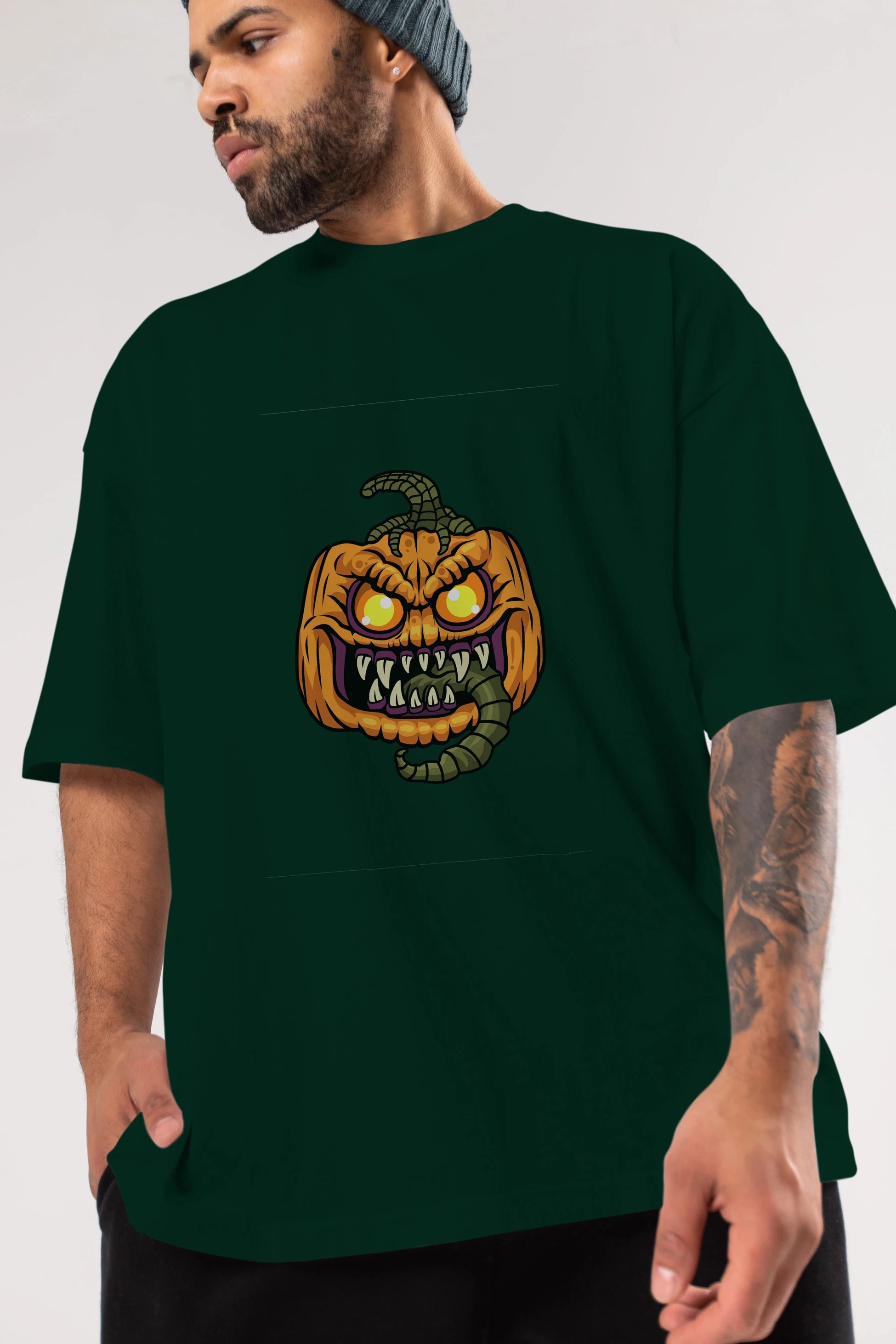 Halloween Ön Baskılı Oversize t-shirt Erkek Kadın Unisex %100 Pamuk tişort