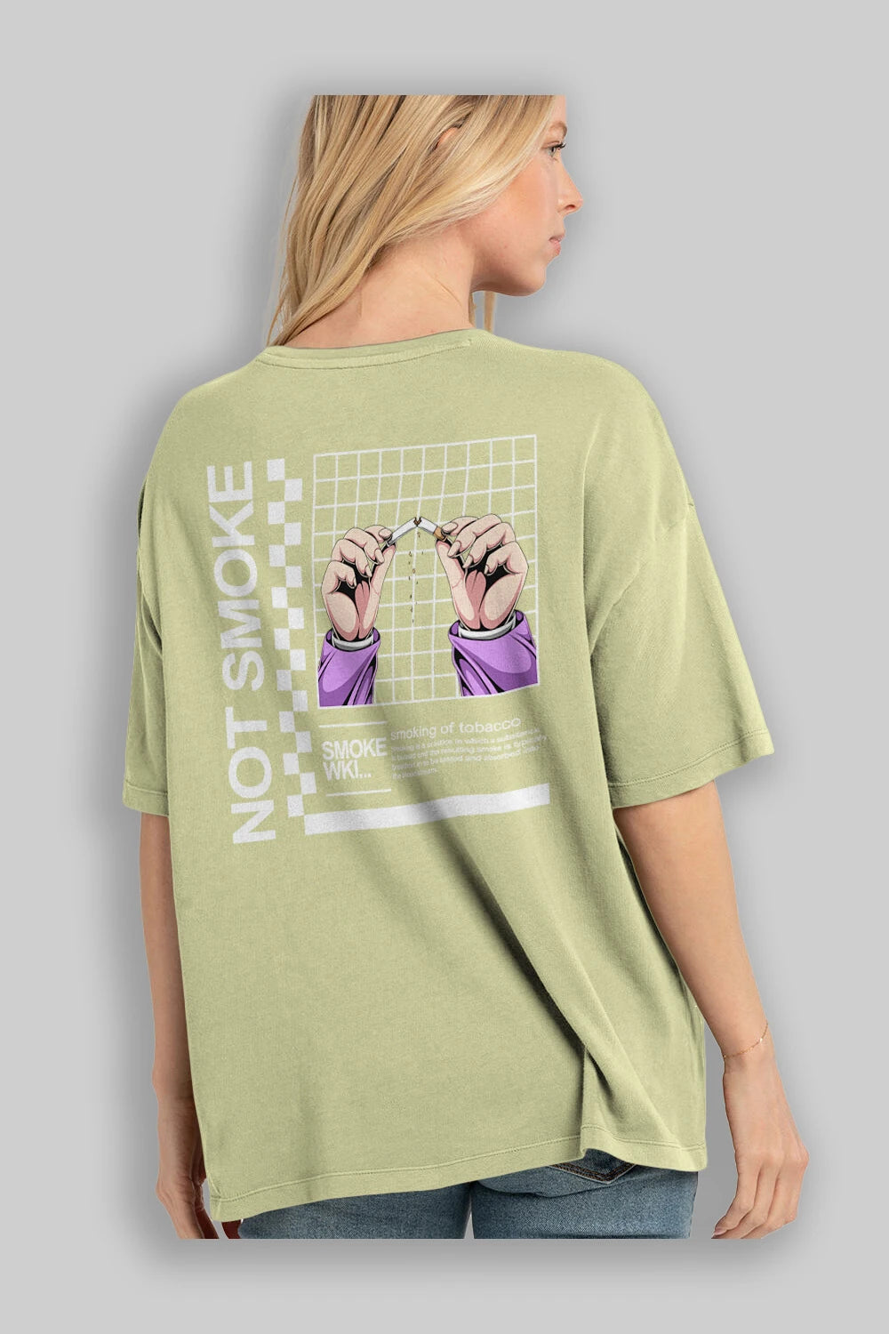 Not Smoke Arka Baskılı Oversize t-shirt Erkek Kadın Unisex