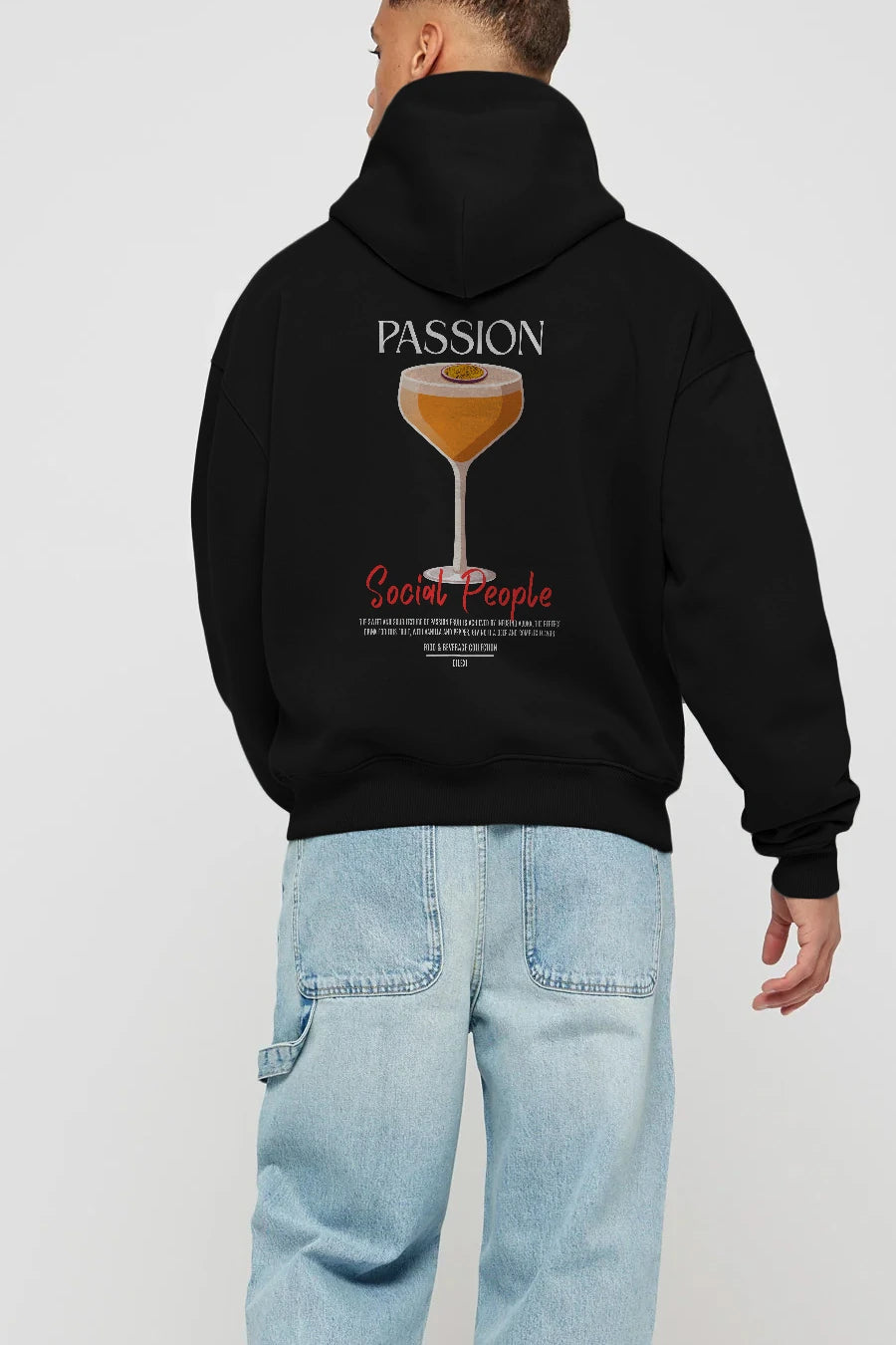 Passion Kokteyl Arka Baskılı Hoodie Oversize Kapüşonlu Sweatshirt Erkek Kadın