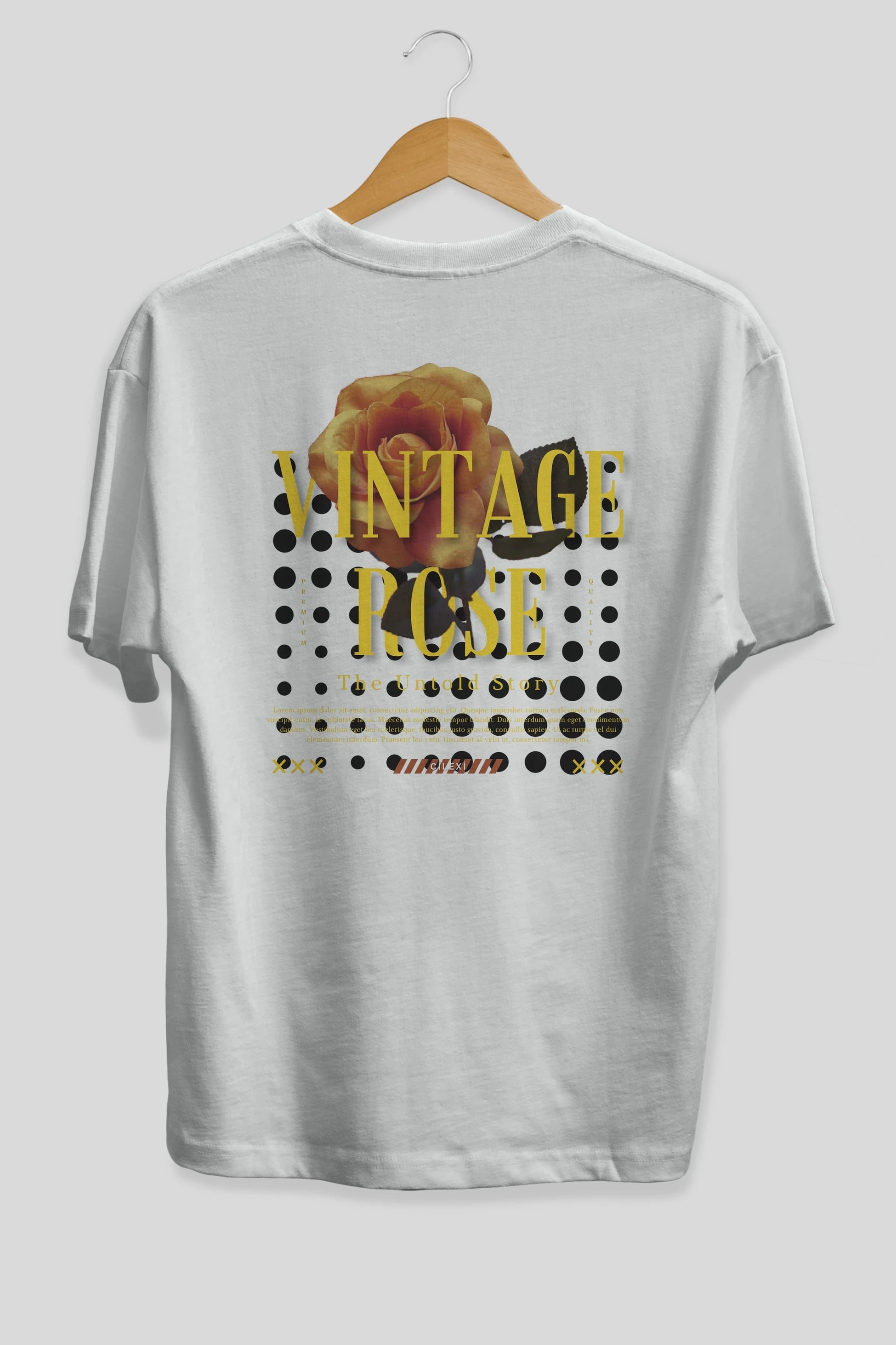 Vintage Rose Yazılı Arka Baskılı Oversize t-shirt Erkek Kadın Unisex