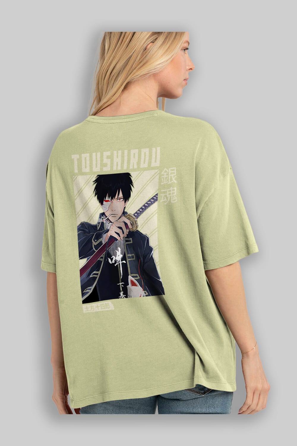 Toushirou Hijikata Anime Arka Baskılı Oversize t-shirt Erkek Kadın Unisex