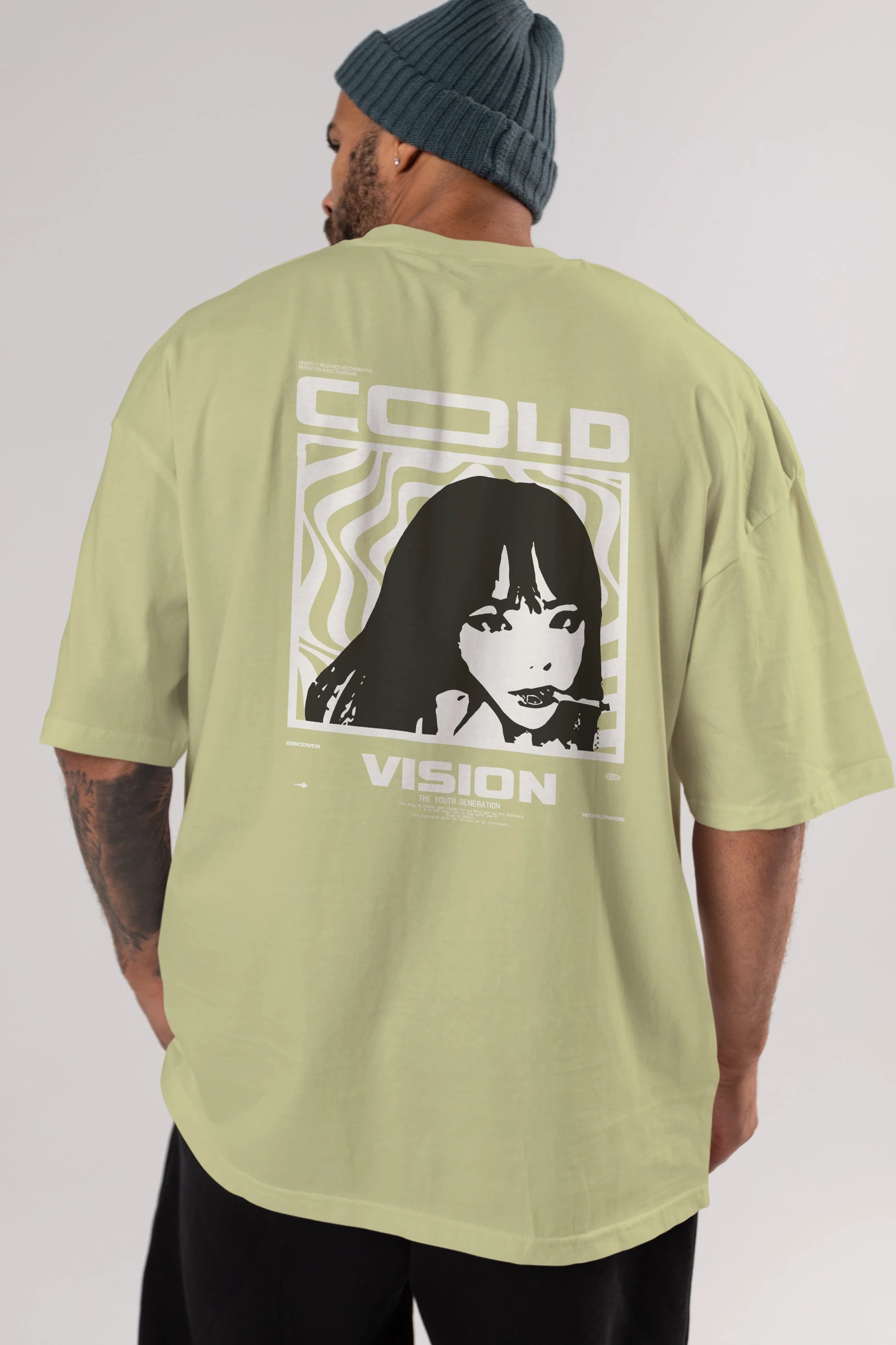 Cold Vision Arka Baskılı Oversize t-shirt Erkek Kadın Unisex