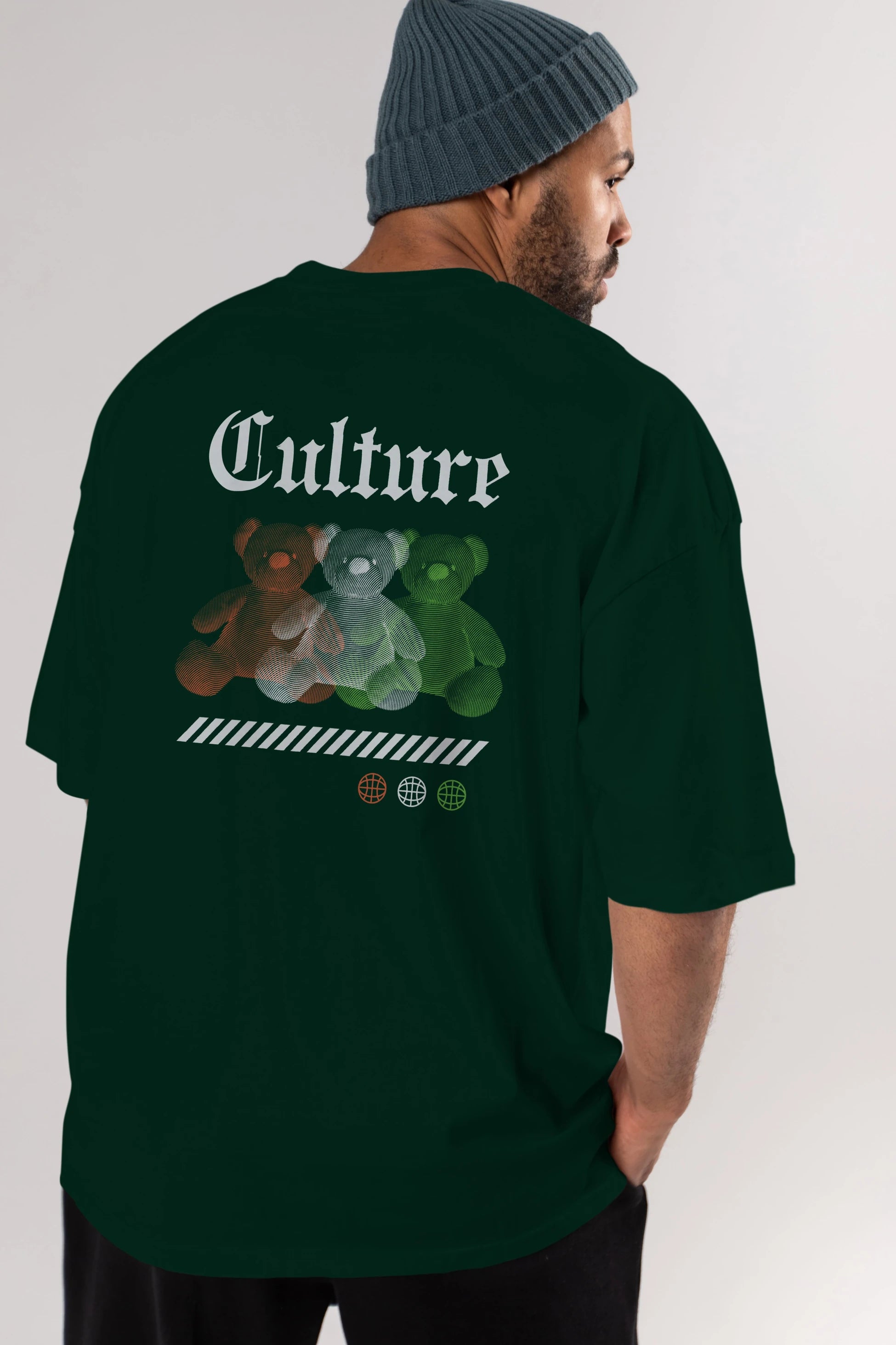 Culture Bear Arka Baskılı Oversize t-shirt Erkek Kadın Unisex