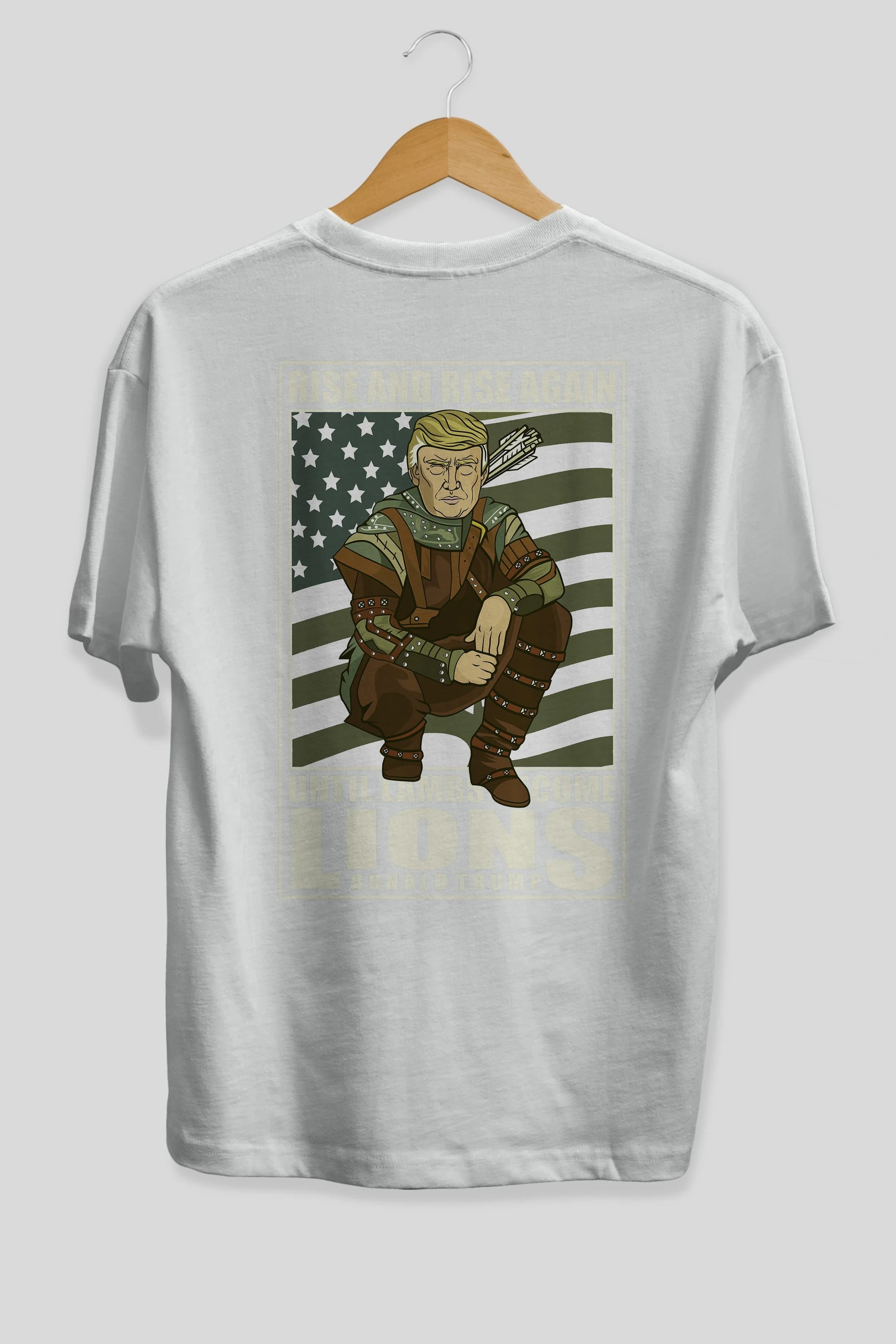 Robin Hood Trump Arka Baskılı Oversize t-shirt Erkek Kadın Unisex %100 Pamuk tişort