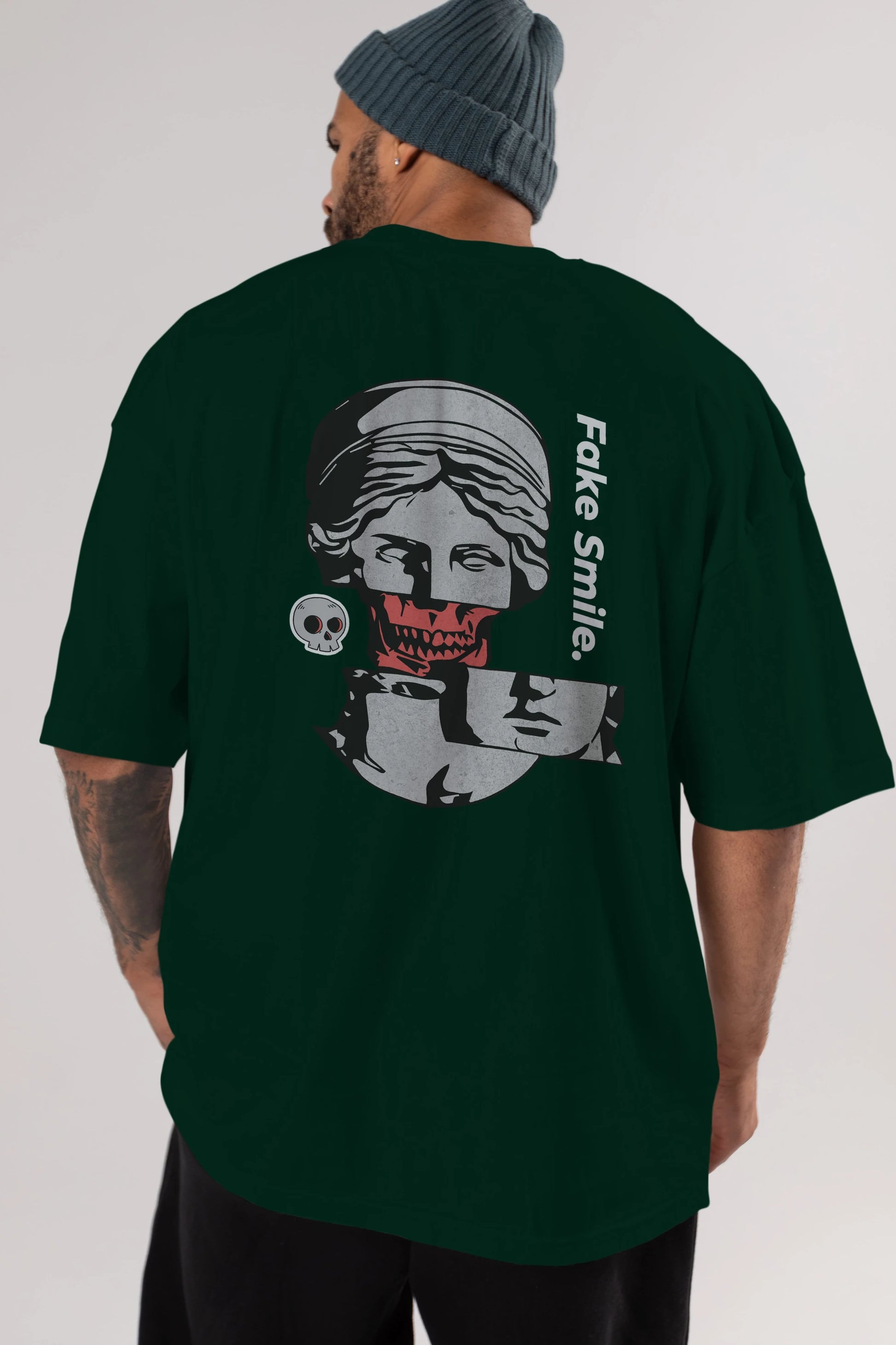 Fake Smile Yazılı Arka Baskılı Oversize t-shirt Erkek Kadın Unisex
