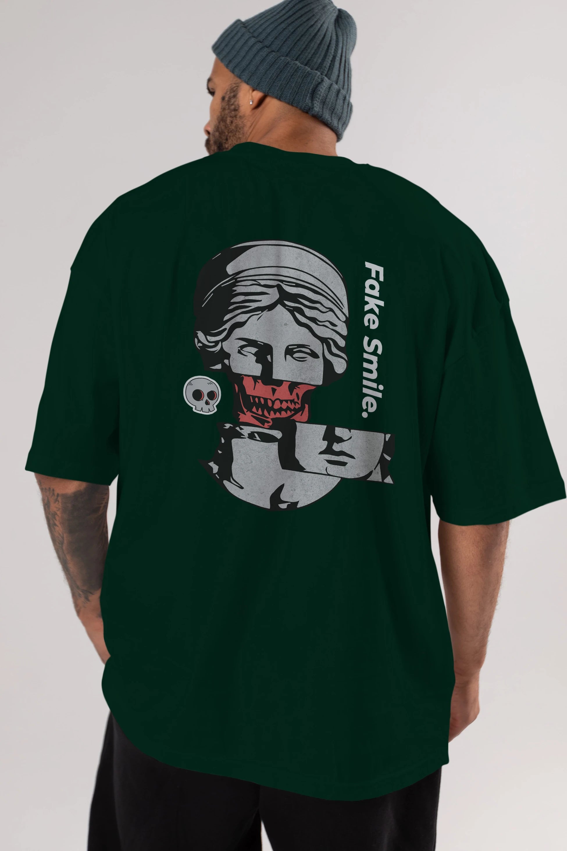 Fake Smile Yazılı Arka Baskılı Oversize t-shirt Erkek Kadın Unisex