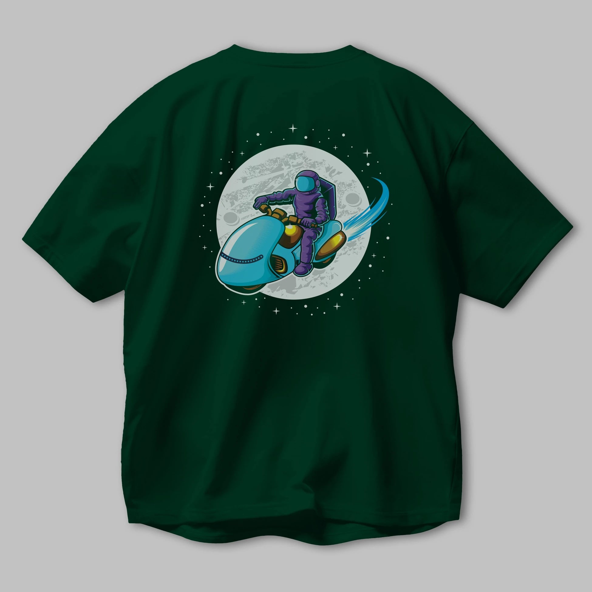 Astrorider in Space Arka Baskılı Oversize t-shirt Erkek Kadın Unisex