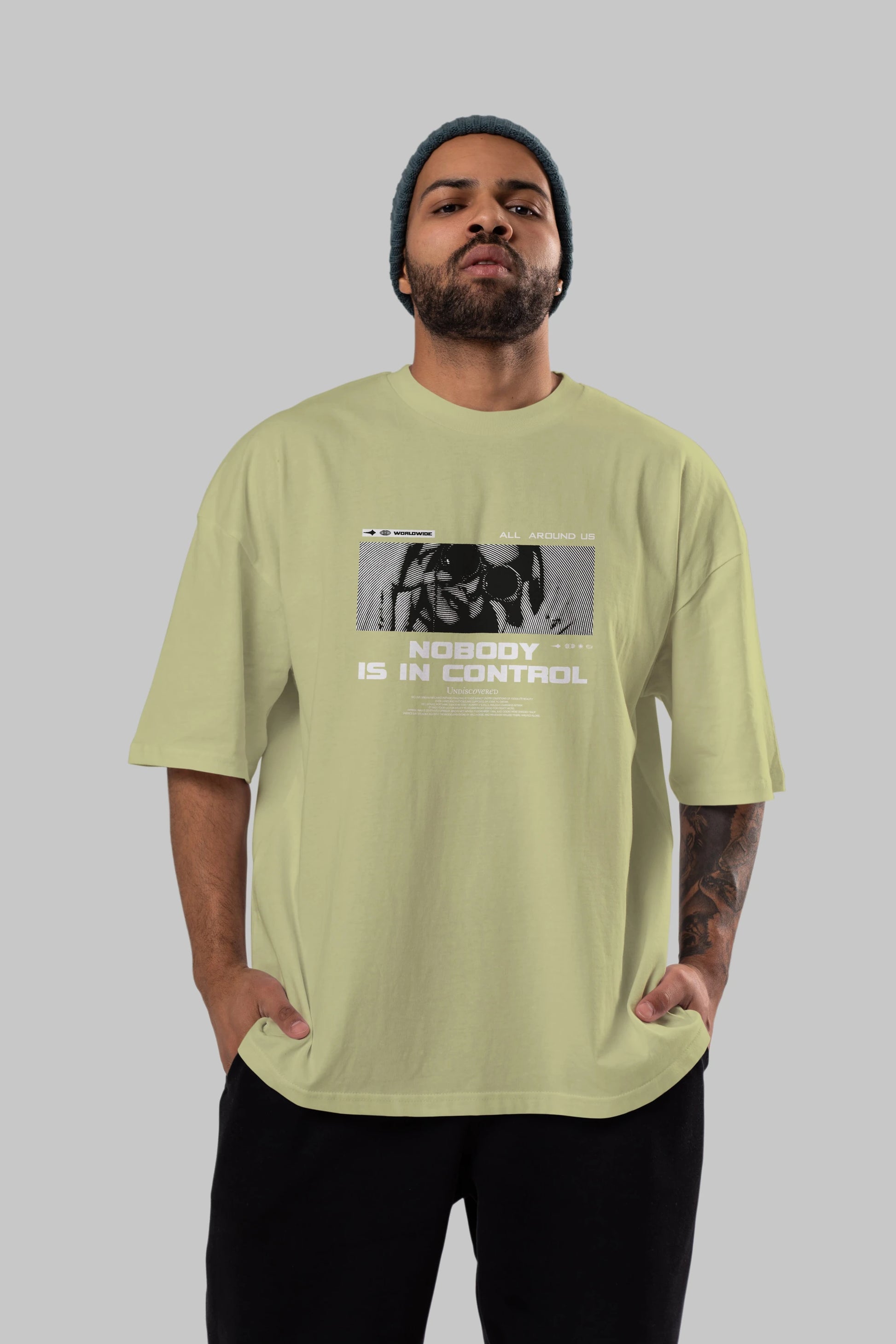 Nobody is in Control Ön Baskılı Oversize t-shirt Erkek Kadın Unisex