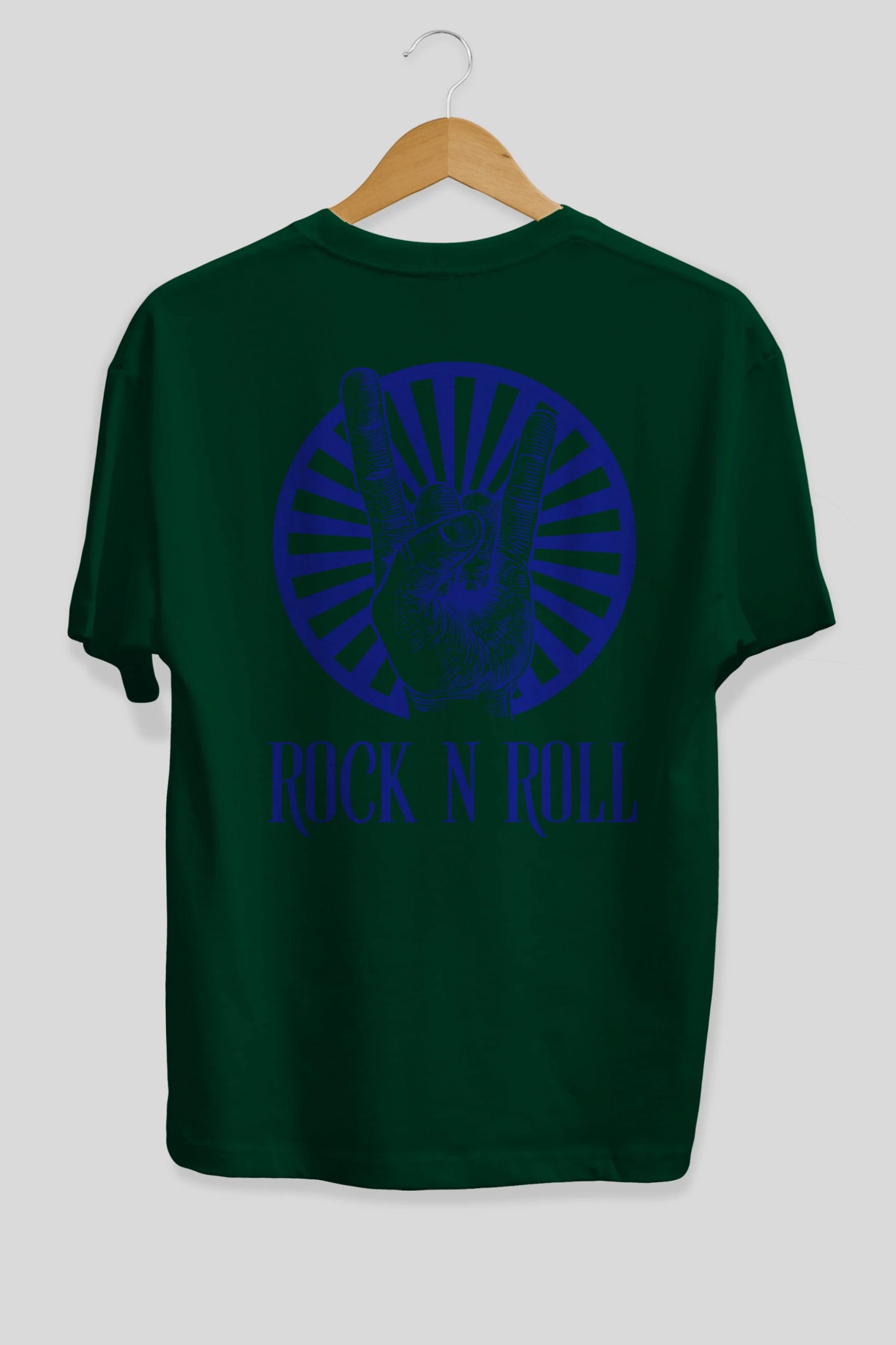 Rock N Roll Yazılı Arka Baskılı Oversize t-shirt Erkek Kadın Unisex