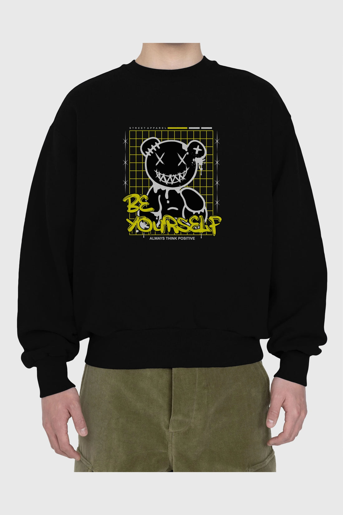 Teddy Bear Be Yourself Ön Baskılı Oversize Sweatshirt Erkek Kadın Unisex