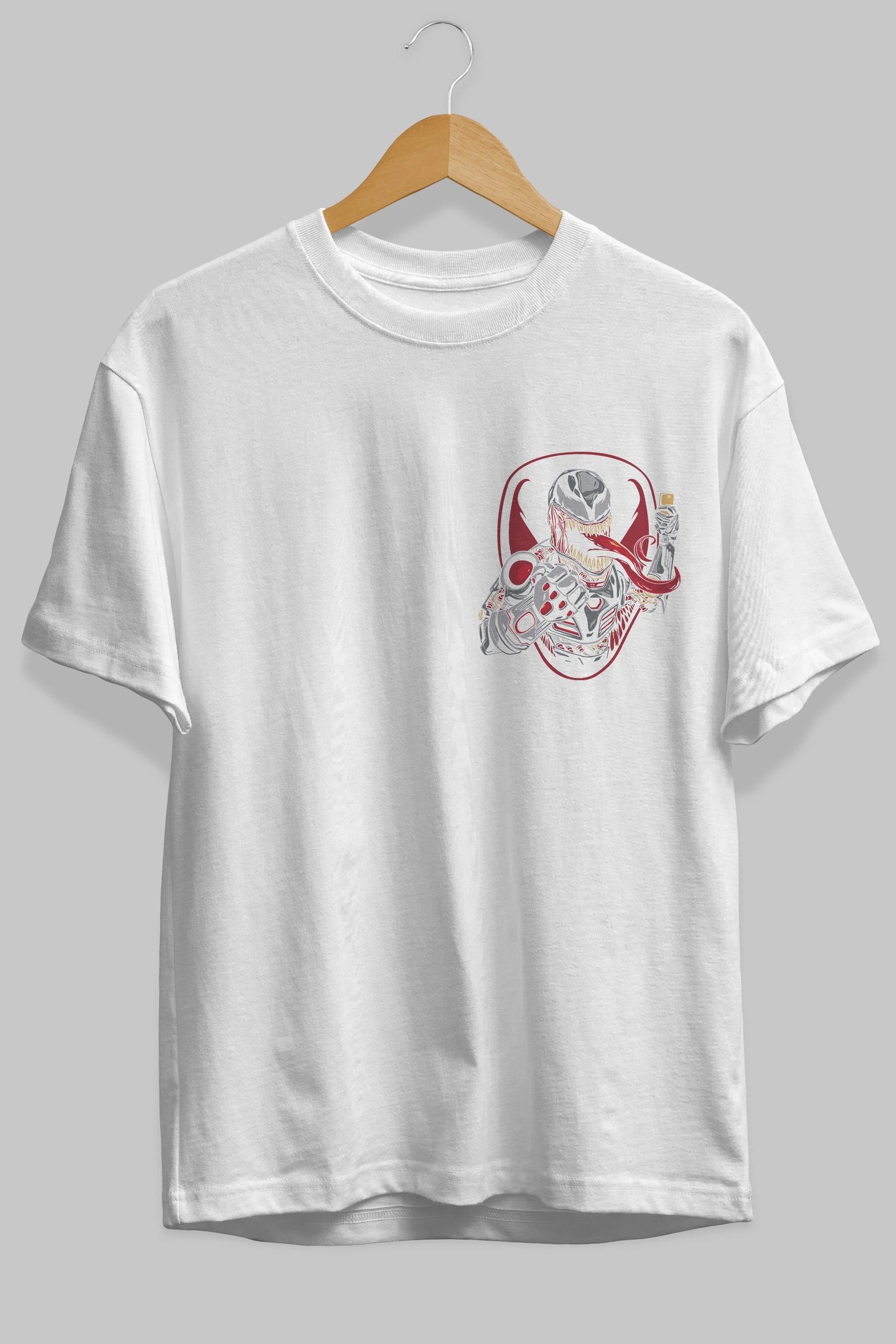 Venom (17) Ön Sol Baskılı Oversize t-shirt Erkek Kadın Unisex %100 Pamuk Bisiklet Yaka tişort