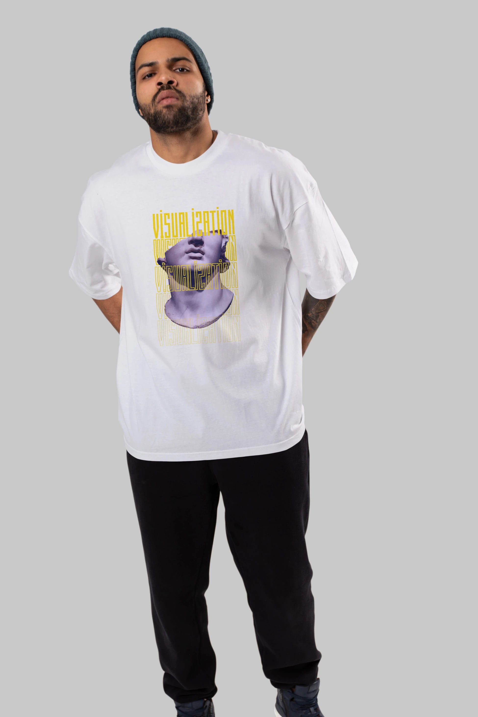 Visualization Yazılı Ön Baskılı Oversize t-shirt Erkek Kadın Unisex