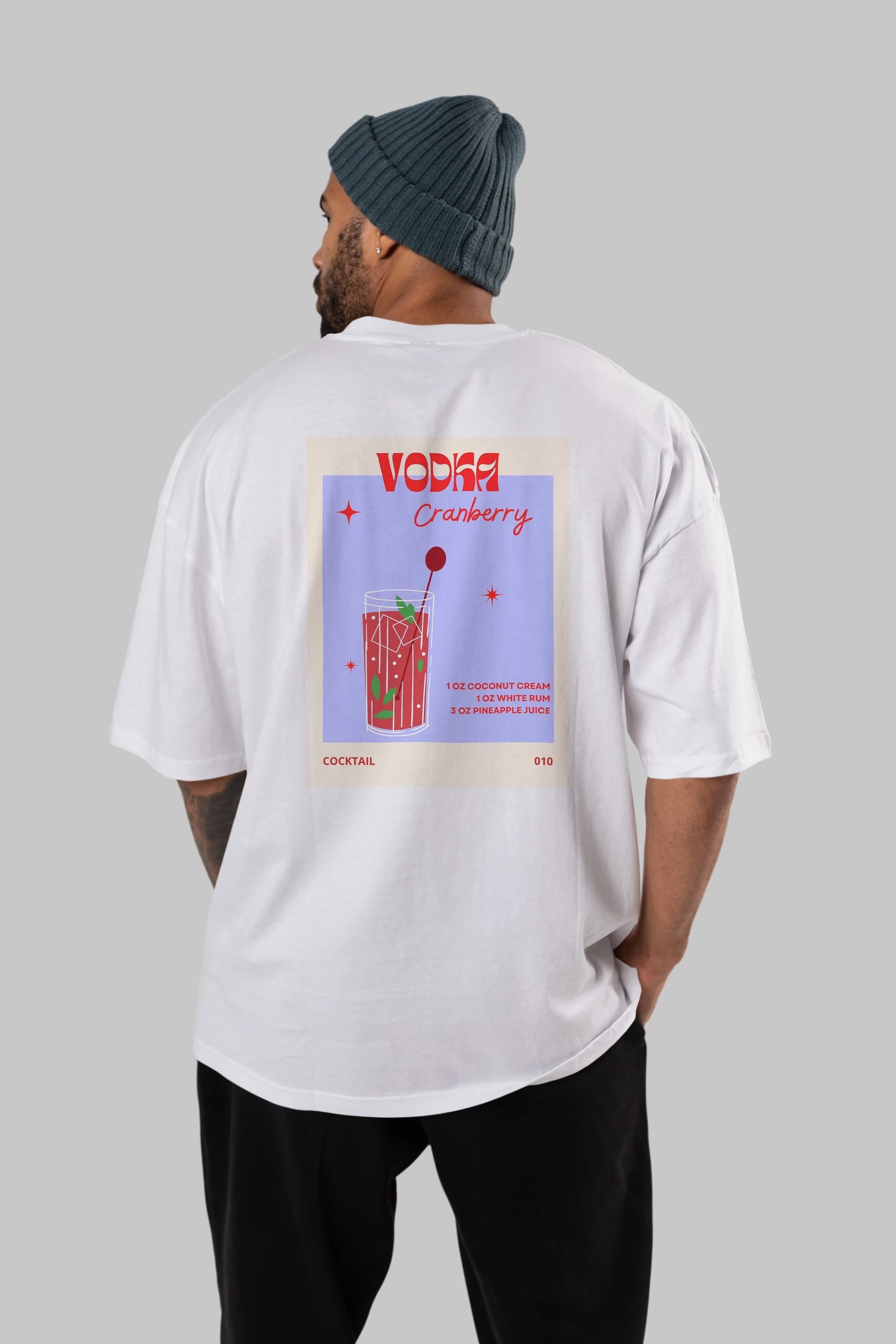 Vodka Cranberry Arka Baskılı Oversize t-shirt Erkek Kadın Unisex %100 Pamuk Bisiklet Yaka tişort