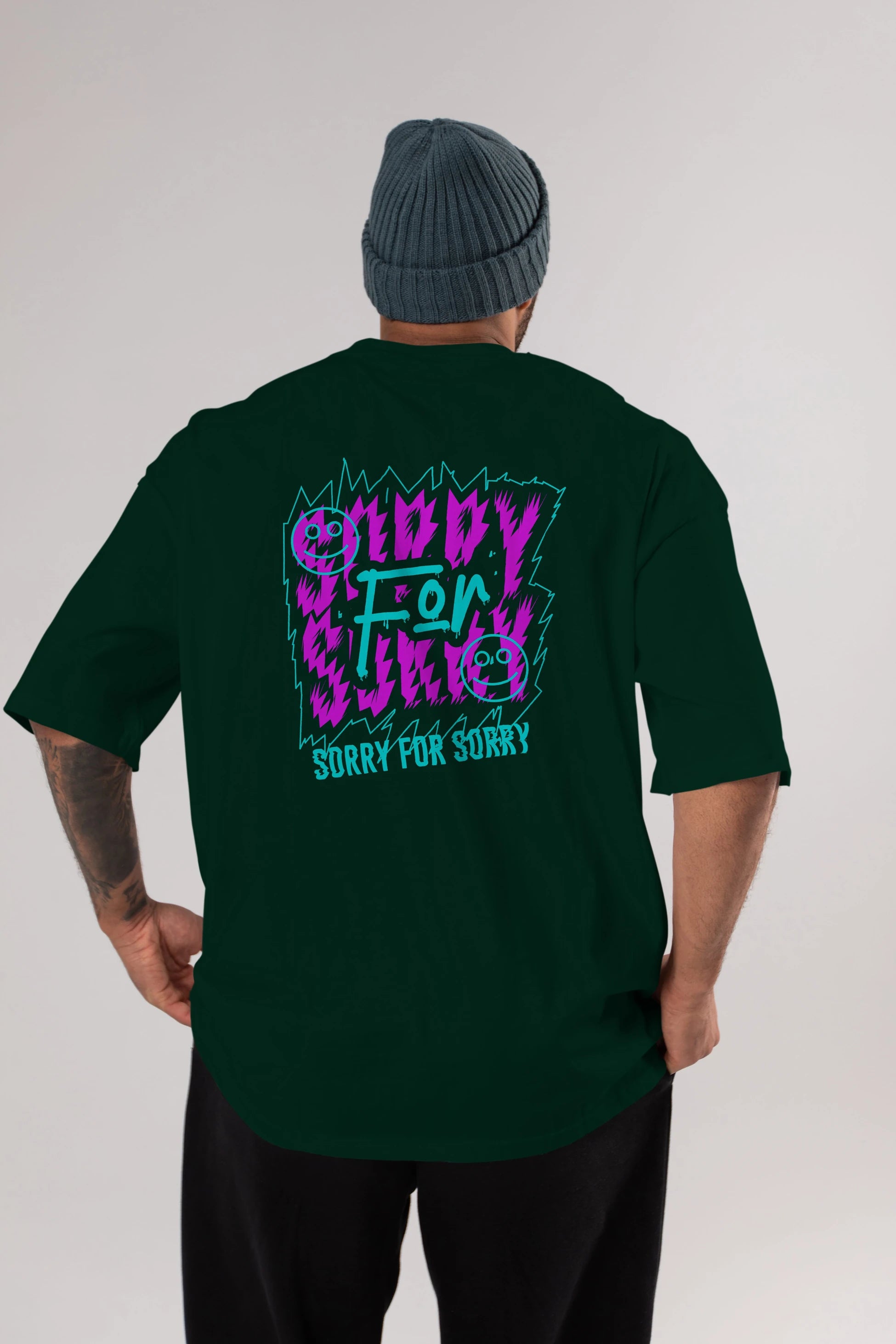 Sorry for Sorry Arka Baskılı Oversize t-shirt Erkek Kadın Unisex
