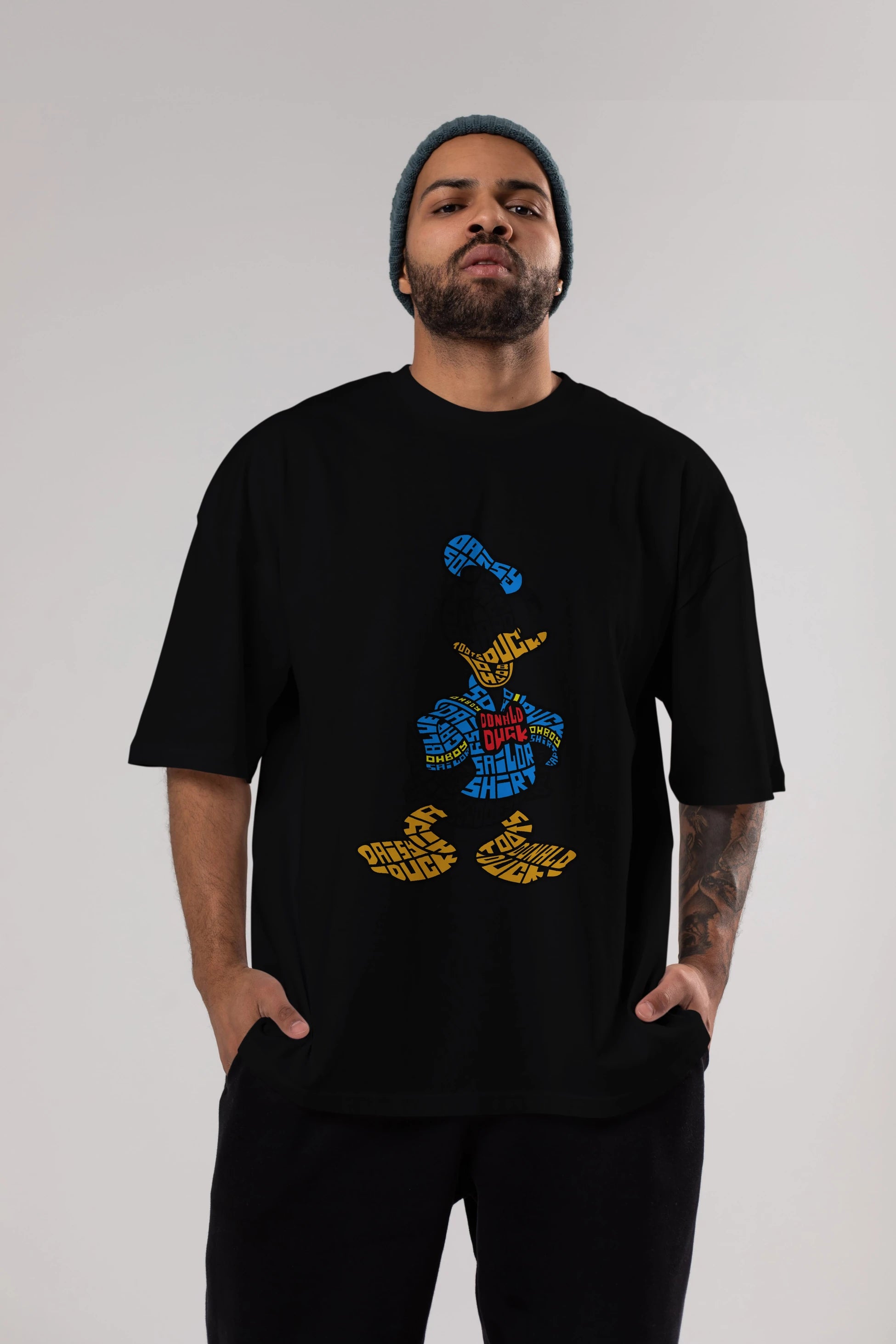 Donald Ön Baskılı Oversize t-shirt %100 pamuk Erkek Kadın Unisex