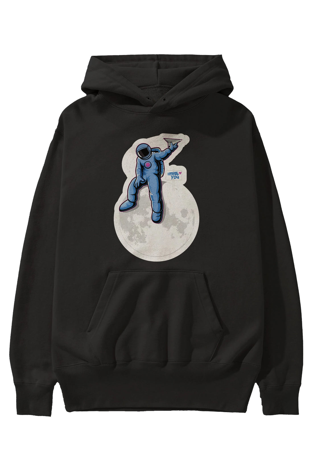 Astro Missing Earth Sticker Ön Baskılı Hoodie Oversize Kapüşonlu Sweatshirt Erkek Kadın Unisex