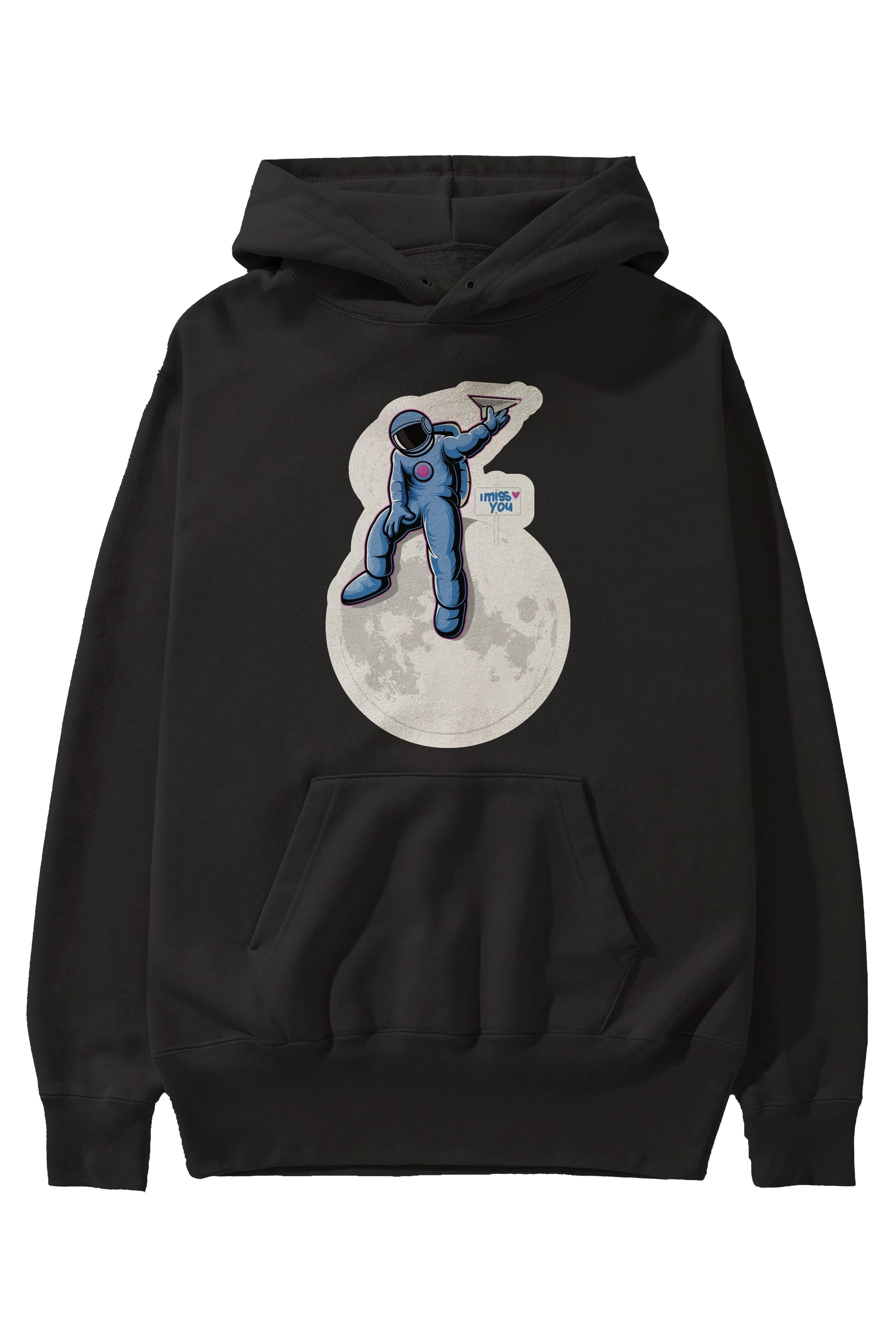 Astro Missing Earth Sticker Ön Baskılı Hoodie Oversize Kapüşonlu Sweatshirt Erkek Kadın Unisex