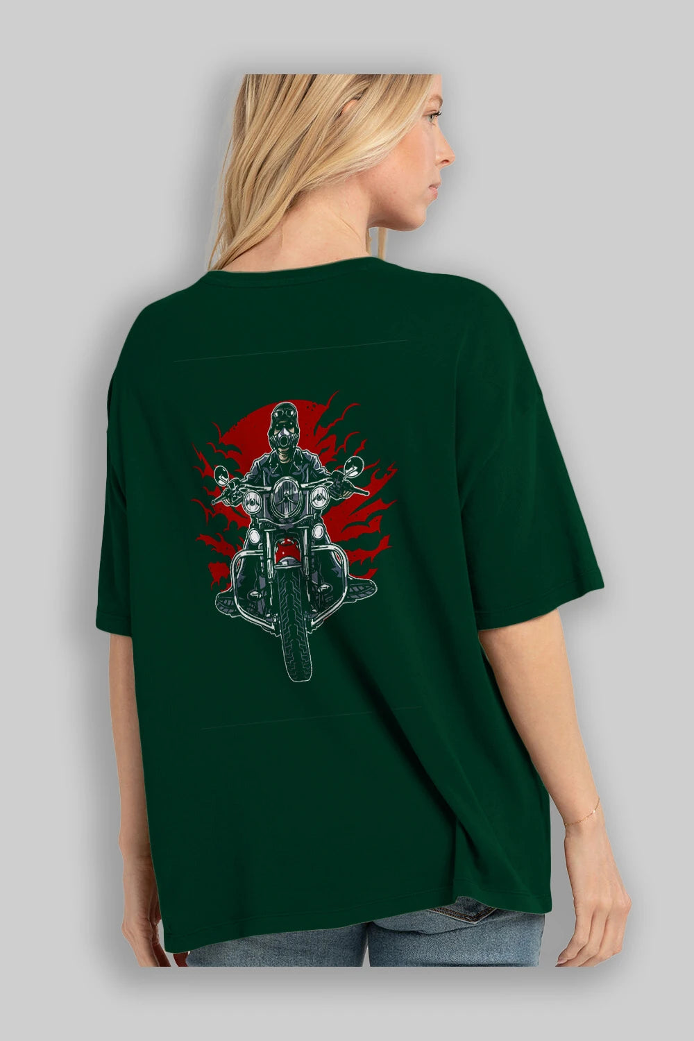 Wild Biker Arka Baskılı Oversize t-shirt Erkek Kadın Unisex %100 Pamuk