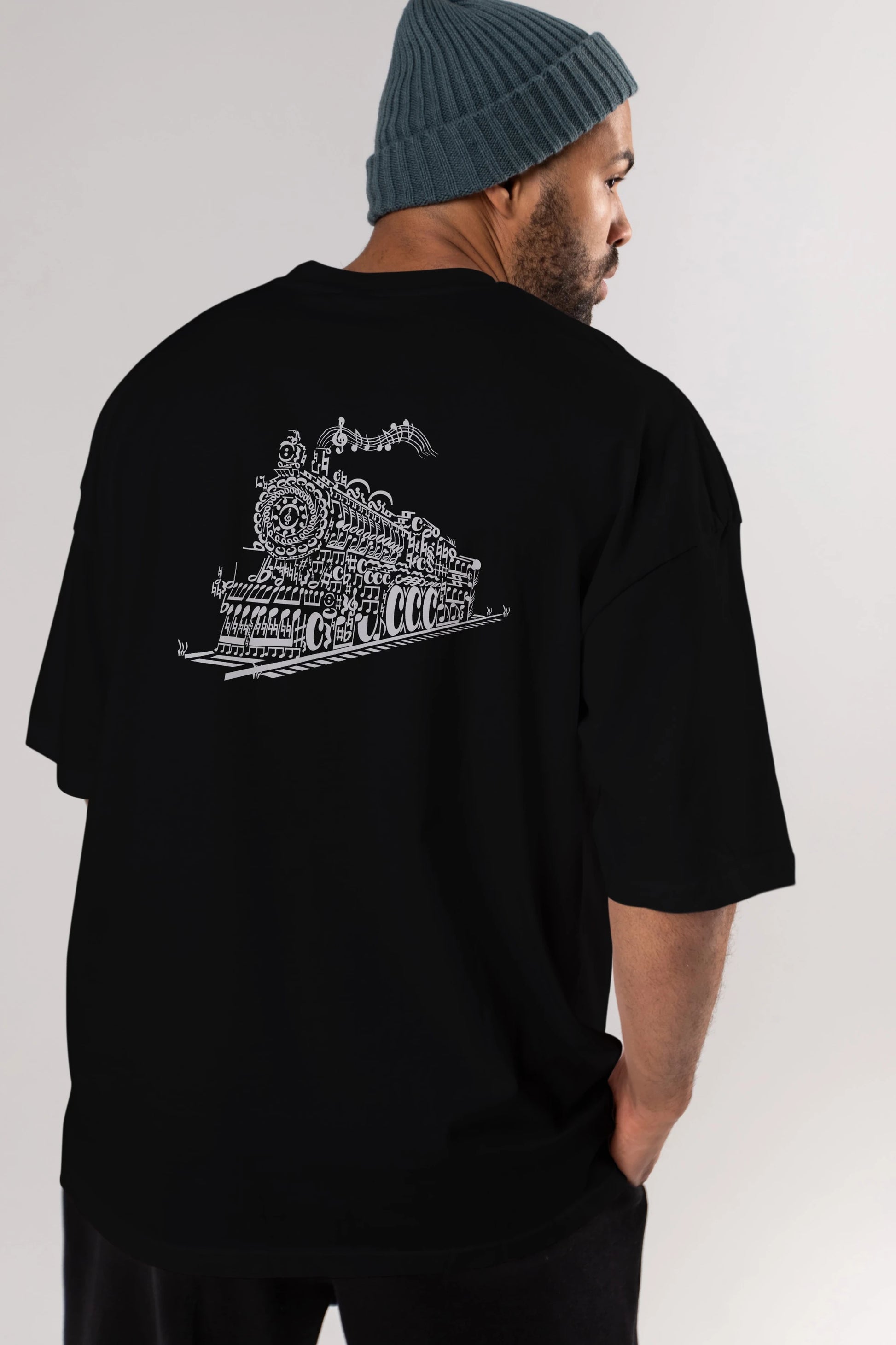 Train Song Arka Baskılı Oversize t-shirt %100 pamuk Erkek Kadın Unisex