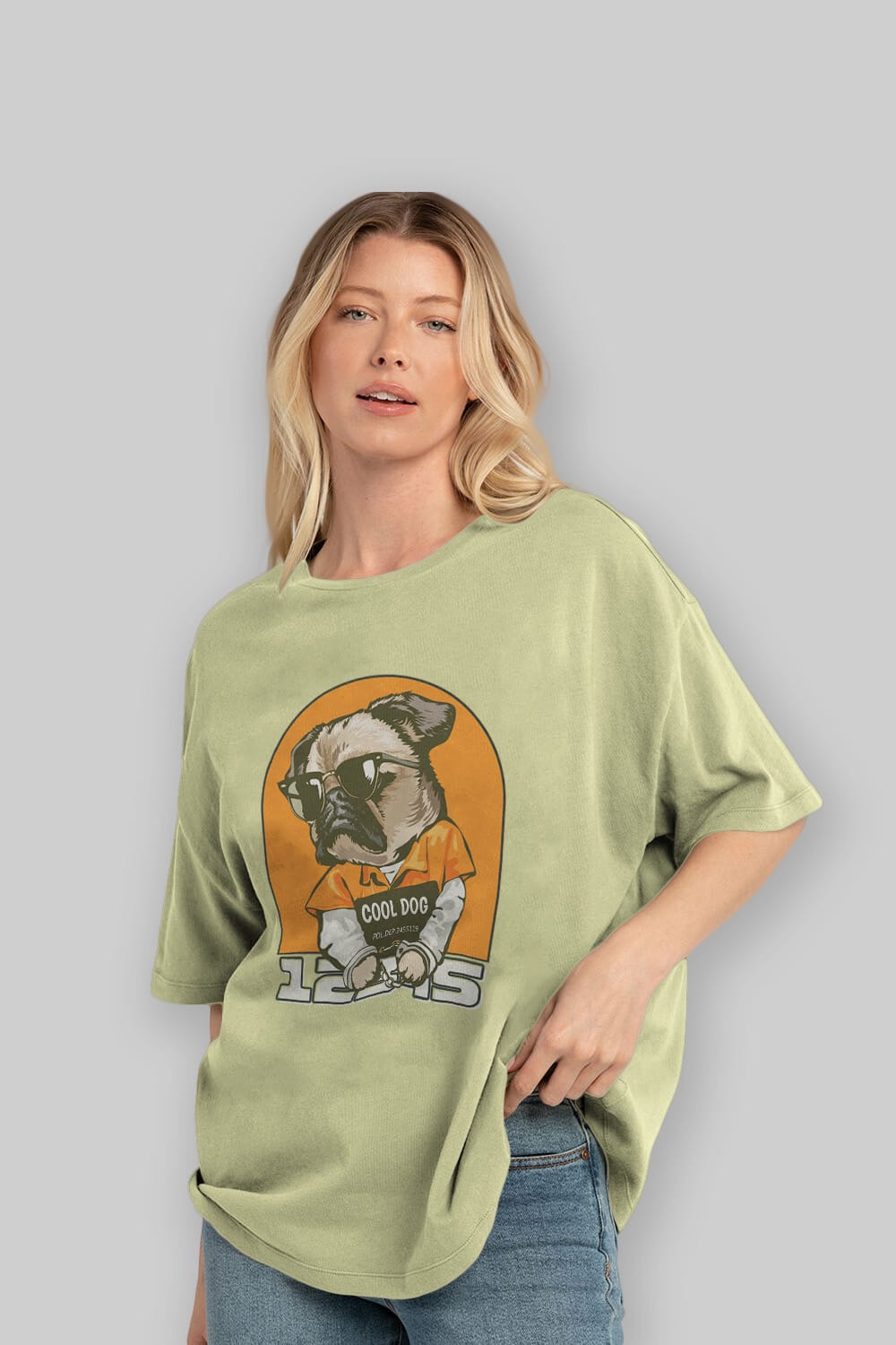 Cool Dog Ön Baskılı Oversize t-shirt Erkek Kadın Unisex