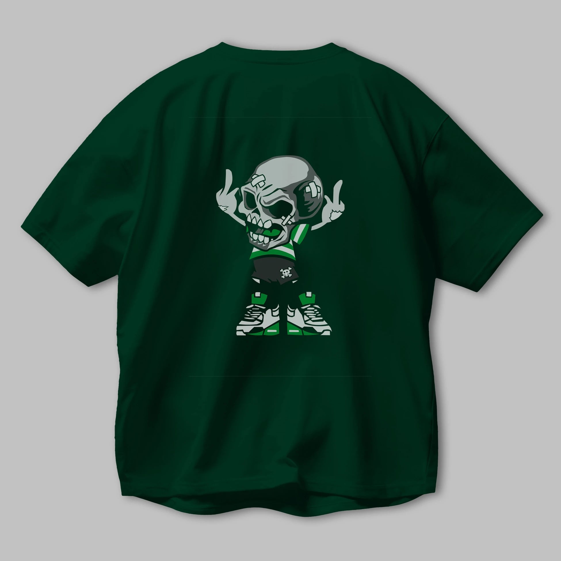 Skull F Hand Arka Baskılı Oversize t-shirt Erkek Kadın Unisex %100 Pamuk tişort