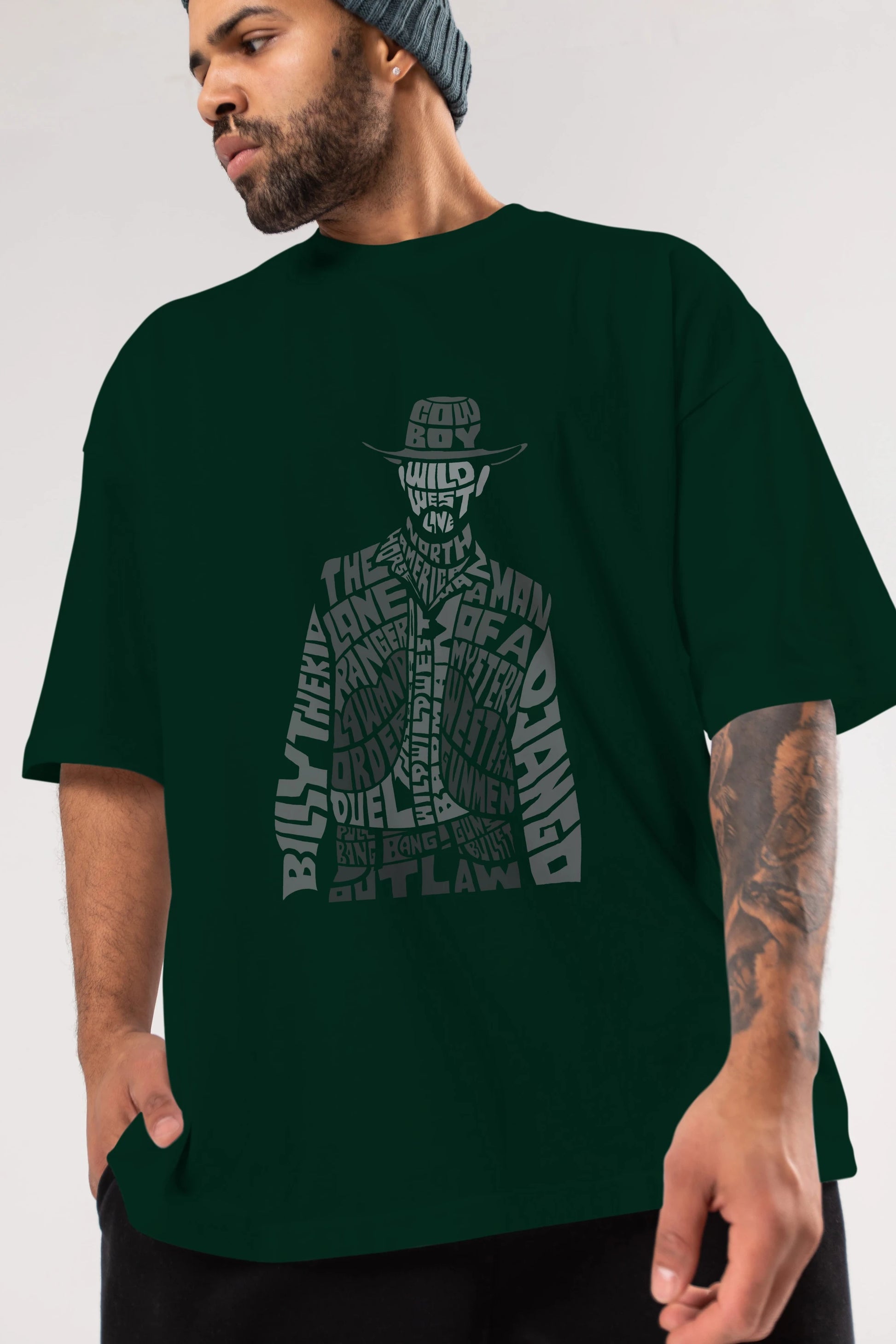 Cowboy Ön Baskılı Oversize t-shirt %100 pamuk Erkek Kadın Unisex