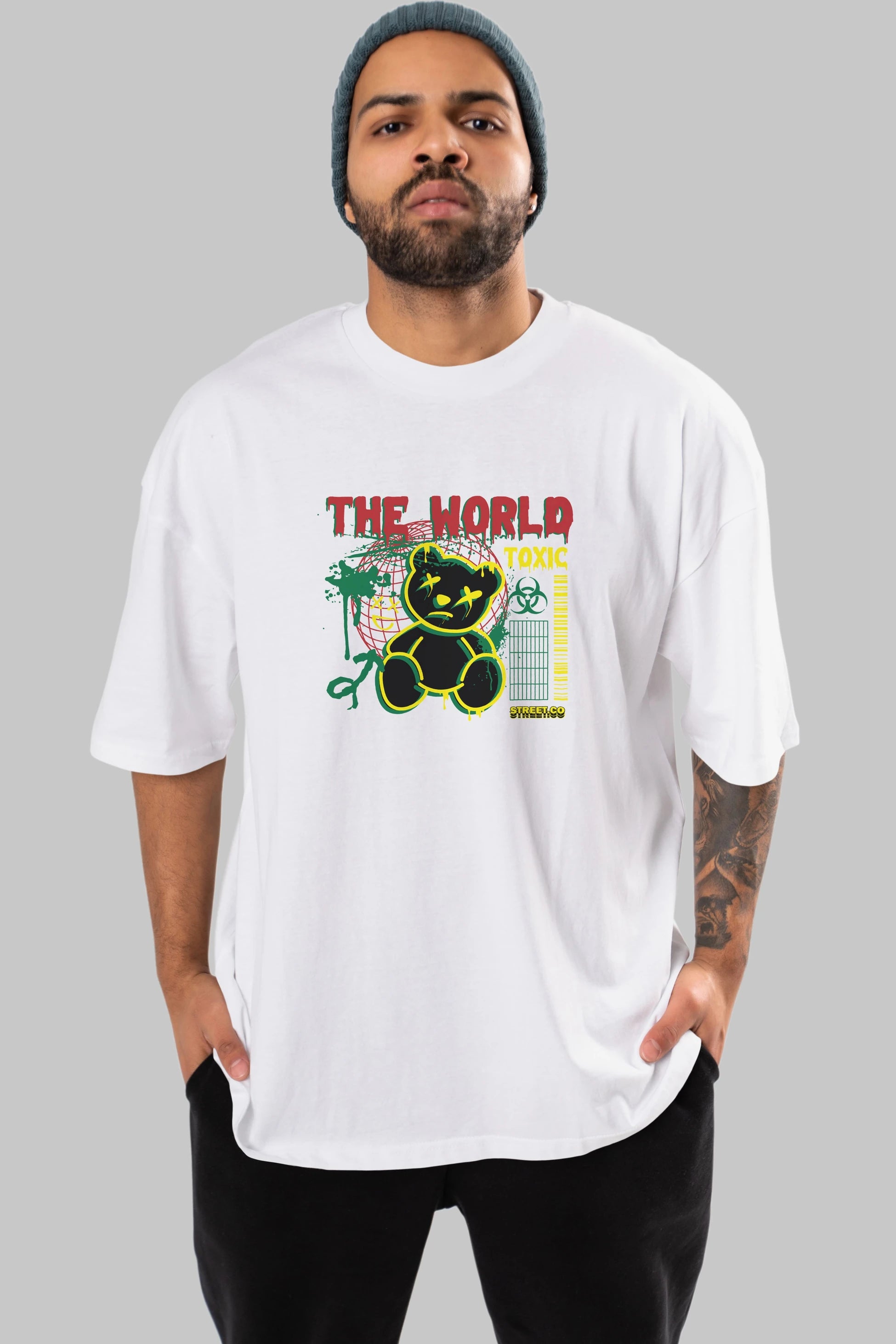 The World Toxic Bear Ön Baskılı Oversize t-shirt Erkek Kadın Unisex