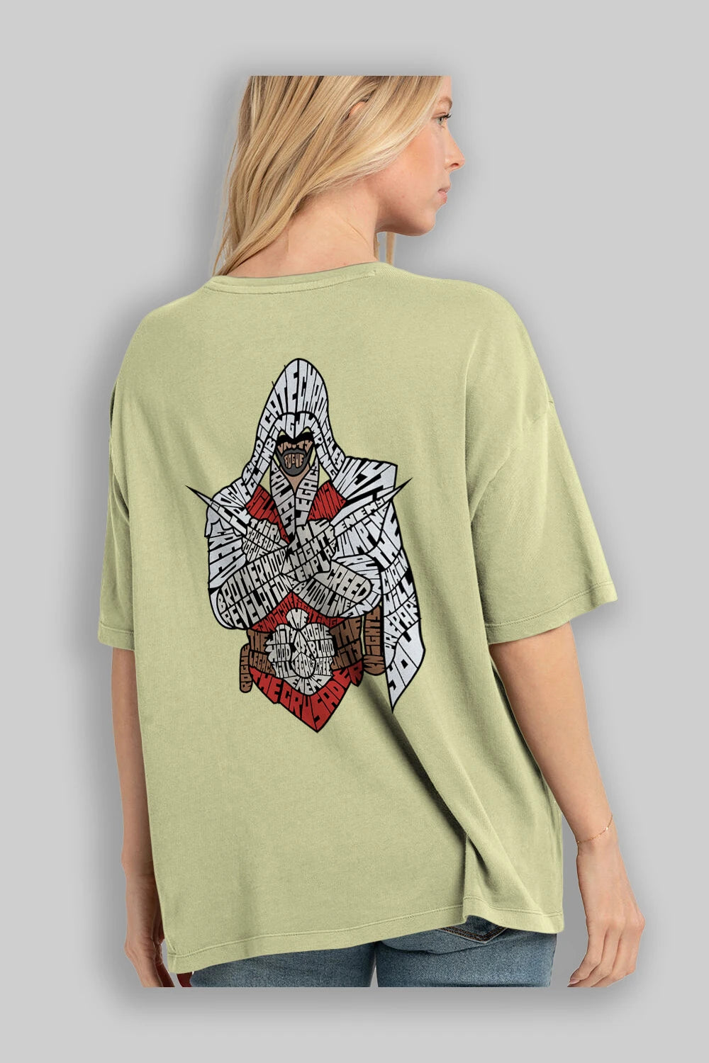 Assassins Arka Baskılı Oversize t-shirt %100 pamuk Erkek Kadın Unisex