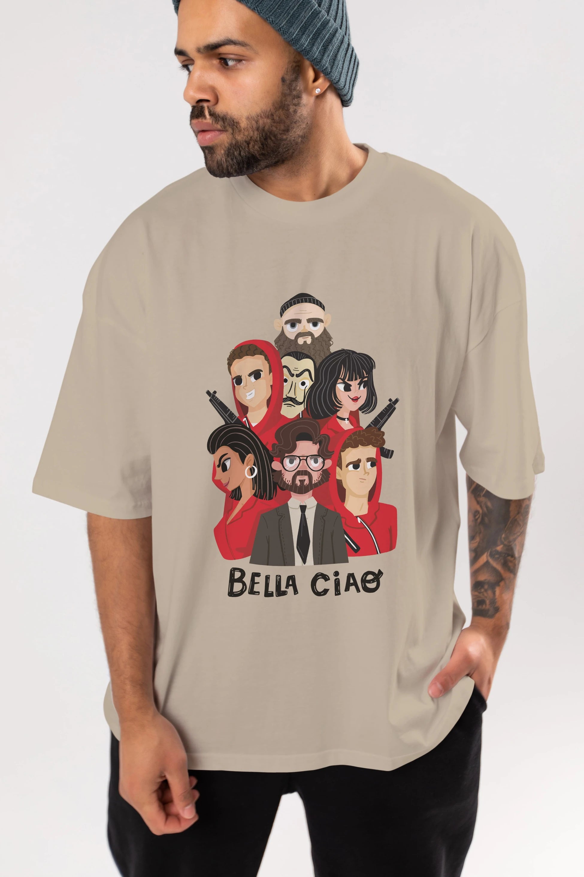 La Casa De Papel (13) Ön Baskılı Oversize t-shirt Erkek Kadın Unisex %100 Pamuk Bisiklet Yaka tişort