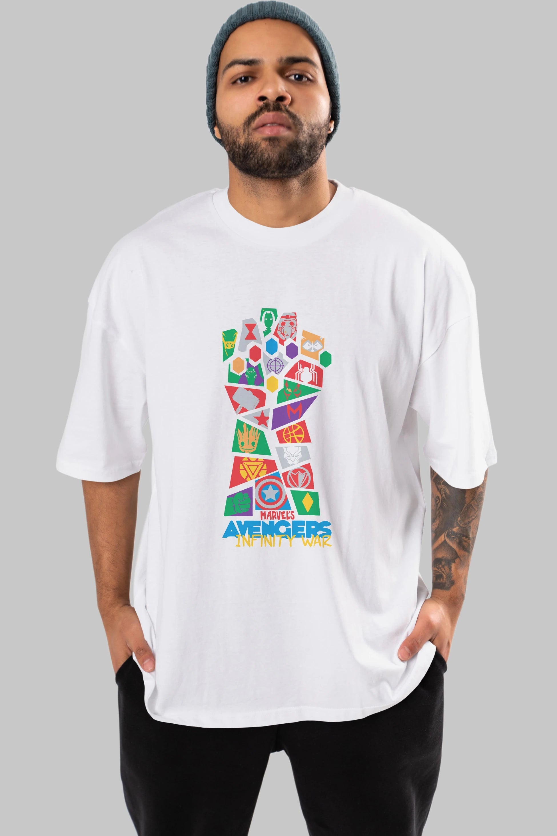 The Avengers Ön Baskılı Oversize t-shirt Erkek Kadın Unisex %100 Pamuk Bisiklet Yaka tişort