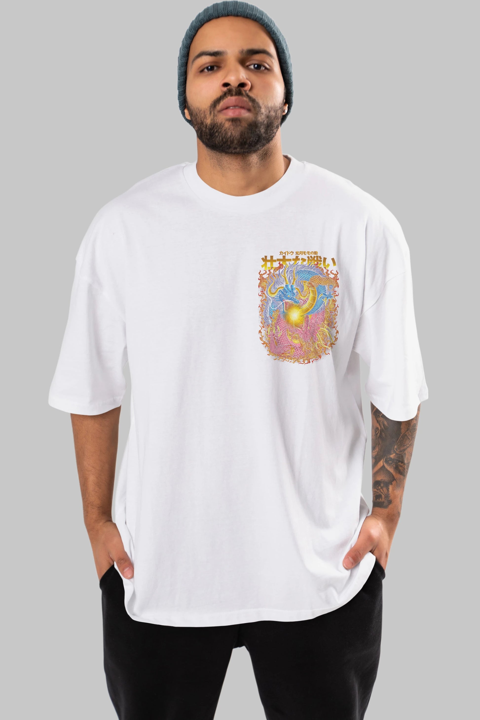 ONE PIECE (4) Ön Sol Baskılı Oversize t-shirt Erkek Kadın Unisex %100 Pamuk Bisiklet Yaka tişort
