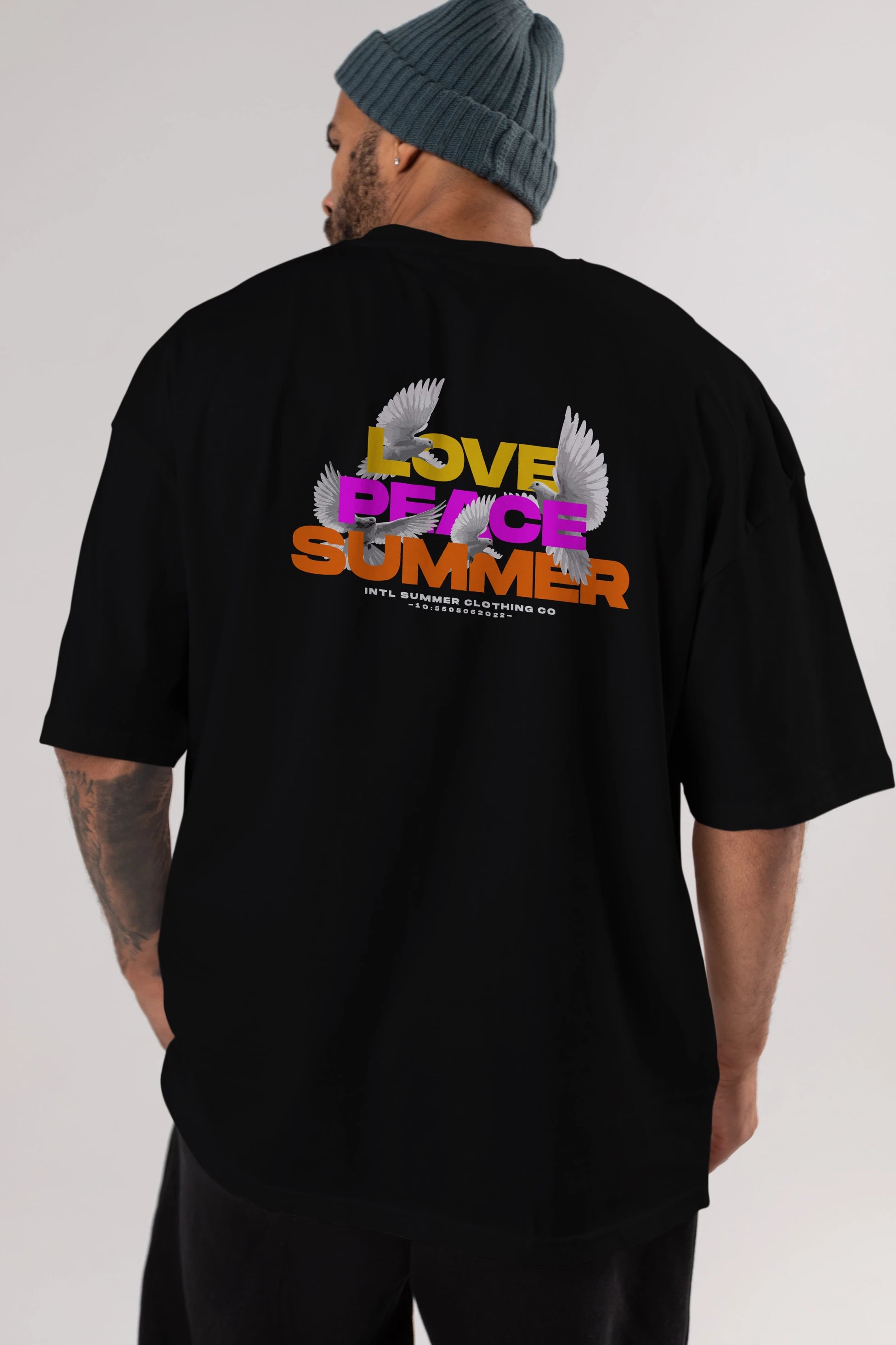 Love Peace Summer Arka Baskılı Oversize t-shirt Erkek Kadın Unisex